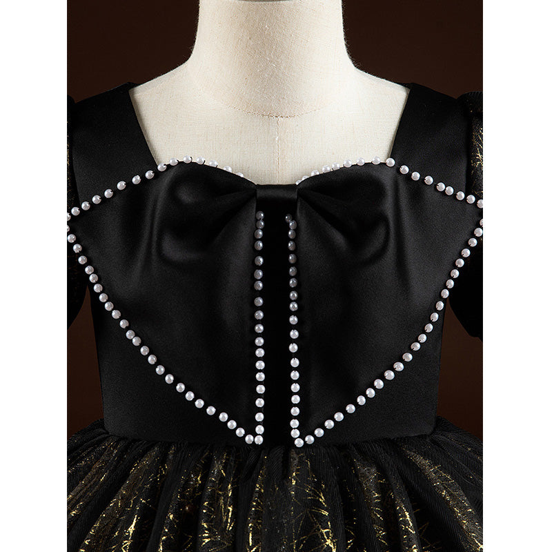 Elegant Black Princess Dress for Girls - Perfect for Host Performances, Pageants, and Special Occasions