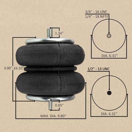 AIR SPRING BAG - Heavy Duty Air Helper Spring Kit - Direct Replacement for W01-358-6897 & 6897 - Perfect for Truck, SUV, and RV Suspension Support - Improves Load Capacity and Ride Comfort