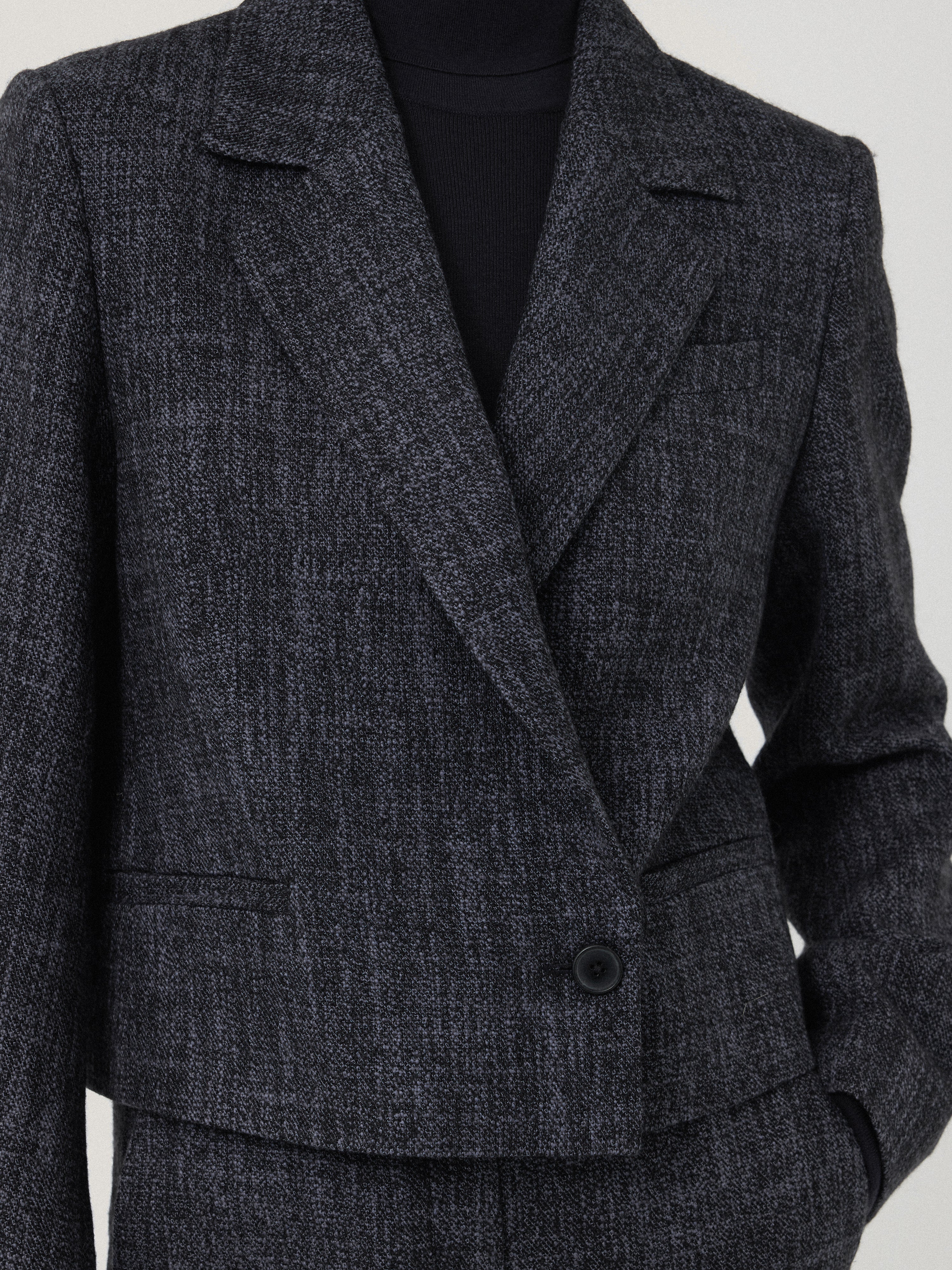Kelvin Boucle Cropped Jacket for Women - Navy Blue Short Blazer | Perfect for Office Wear, Date Night & Spring Fashion