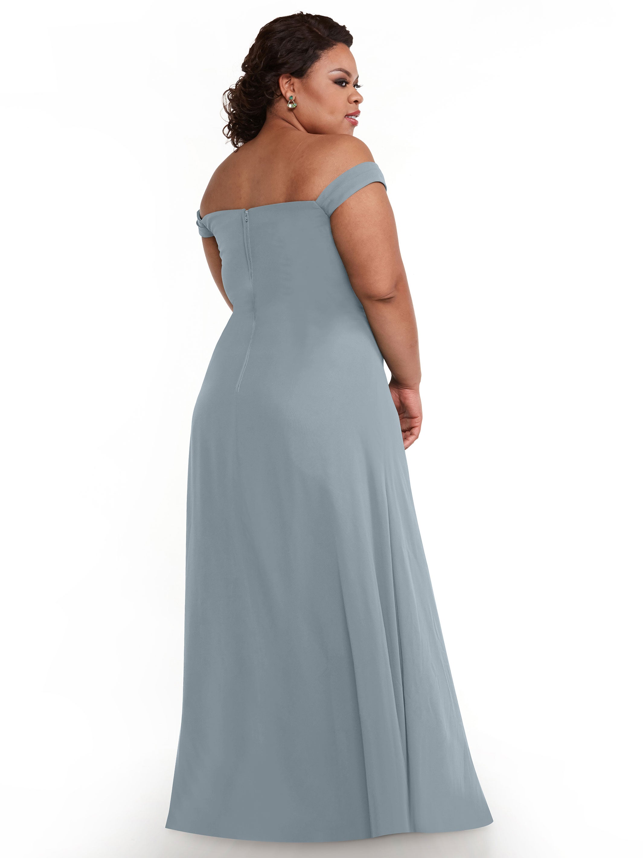 Elegant Off-The-Shoulder Chiffon Bridesmaid Dress with Straight Neckline - Perfect for Weddings, Formal Events & Evening Parties