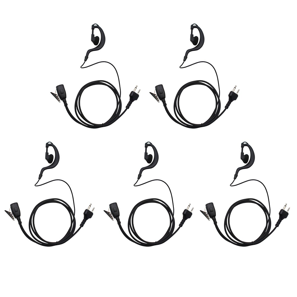 5 Pack Two-Way Radio Earpiece Headset with PTT Microphone - Compatible with Midland GMRS/FRS Radios for Outdoor Adventures, Security Work & Emergency Communication