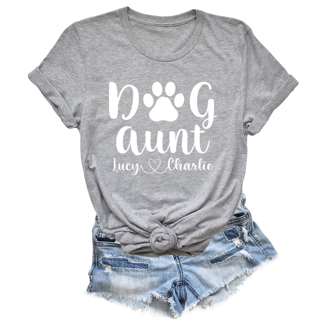 Custom Dog Aunt T-Shirt with Your Dog's Name - Personalized Pet Lover Gift for Dog Owners - Perfect for Birthdays, Holidays & Dog Adoption Celebrations