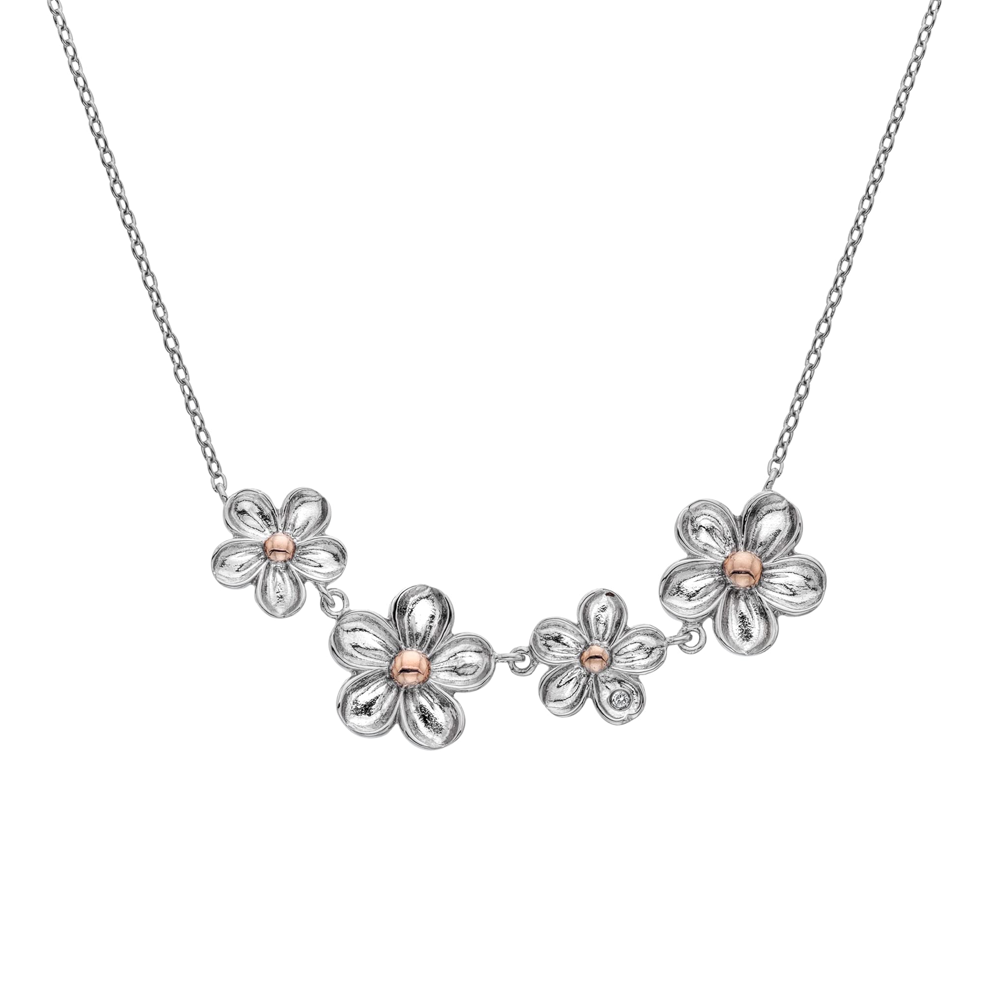 Hot Diamonds Sterling Silver Forget Me Not Necklace DN140 - Elegant Dainty Flower Pendant for Women, Perfect Gift for Anniversary, Valentine's Day & Mother's Day | Jewelry for Everyday Wear & Special Occasions
