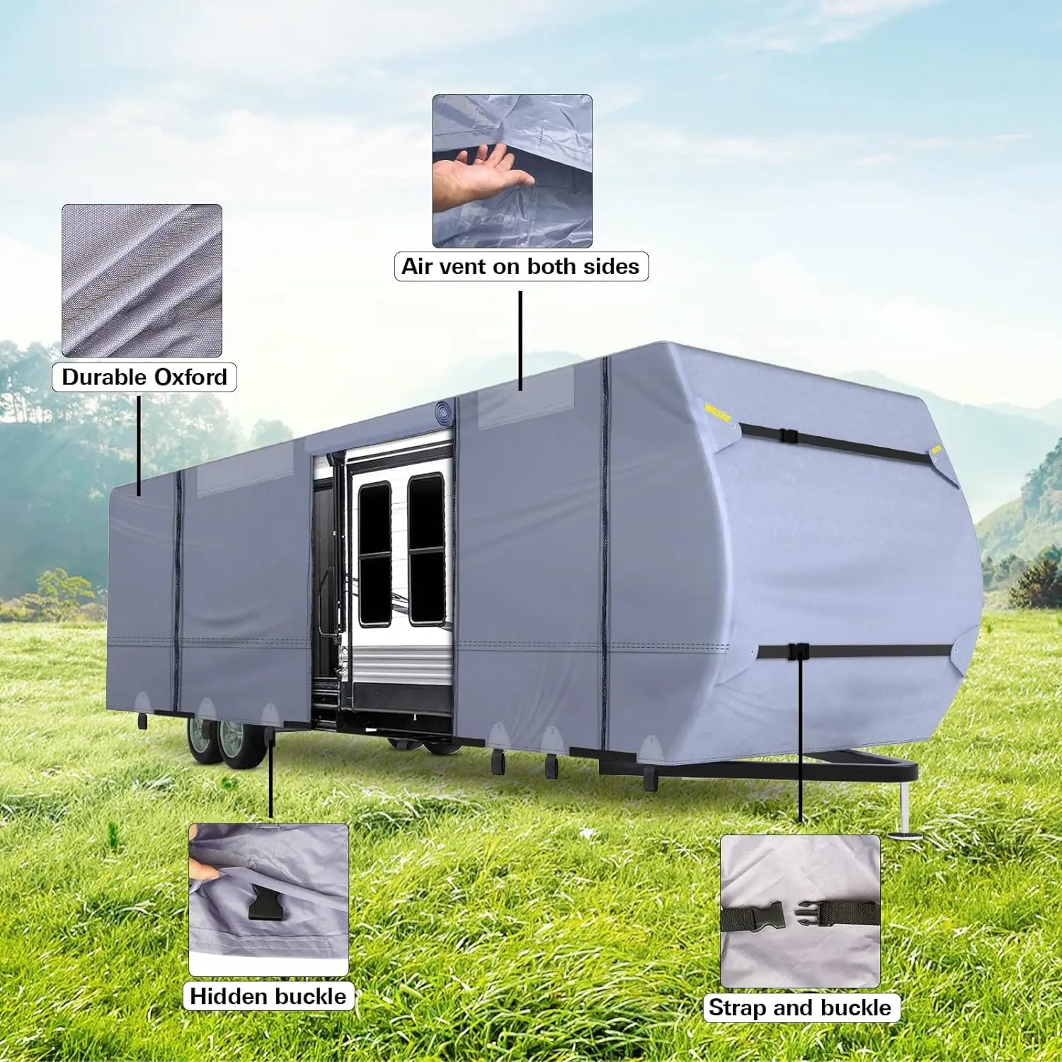 WEIZE 5-Layer 300D Oxford RV Cover for Travel Trailers & Motorhomes 29'1