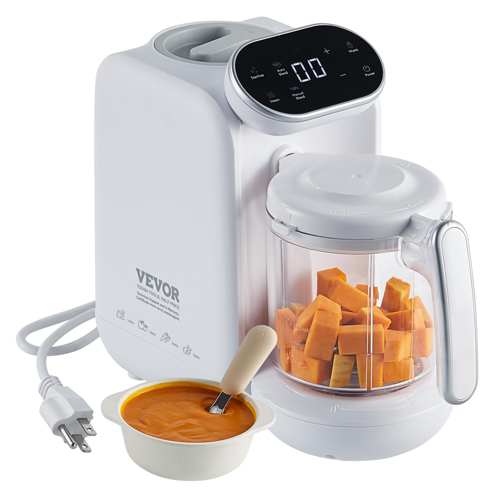 VEVOR 5-in-1 Baby Food Maker & Processor - BPA-Free 750ML Baby Food Blender Steamer Grinder with SUS304 Stainless Steel Blades & Tritan Container - 430W for Pureeing Fruits, Vegetables & Meat - Perfect for Homemade Baby Food Preparation & Healthy Meal Making