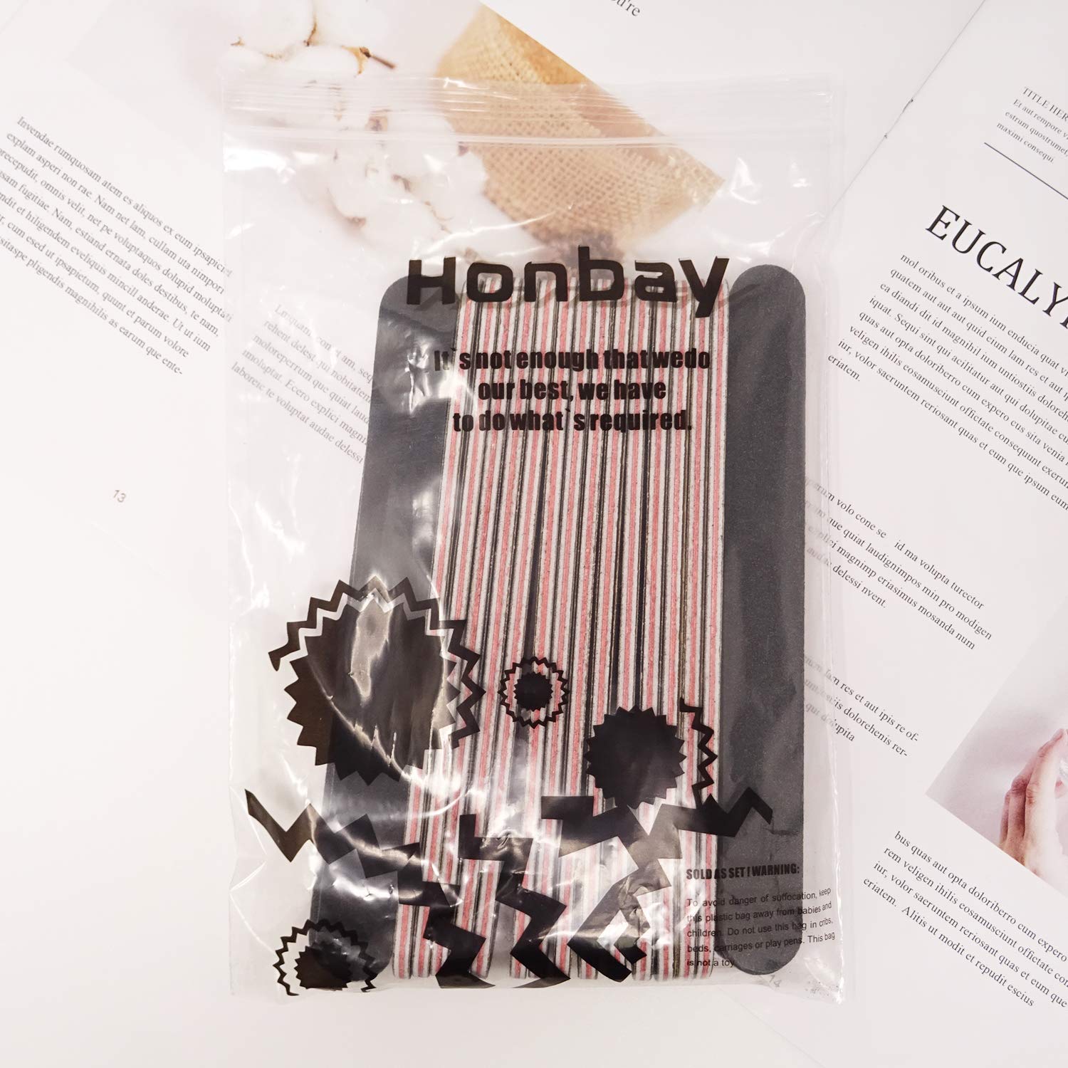 Honbay 20PCS Double Sided Nail Files Emory Boards - 100/180 Grit Professional Nail Art Tools for Home & Salon Use - Perfect for Manicures, Pedicures & Nail Extensions