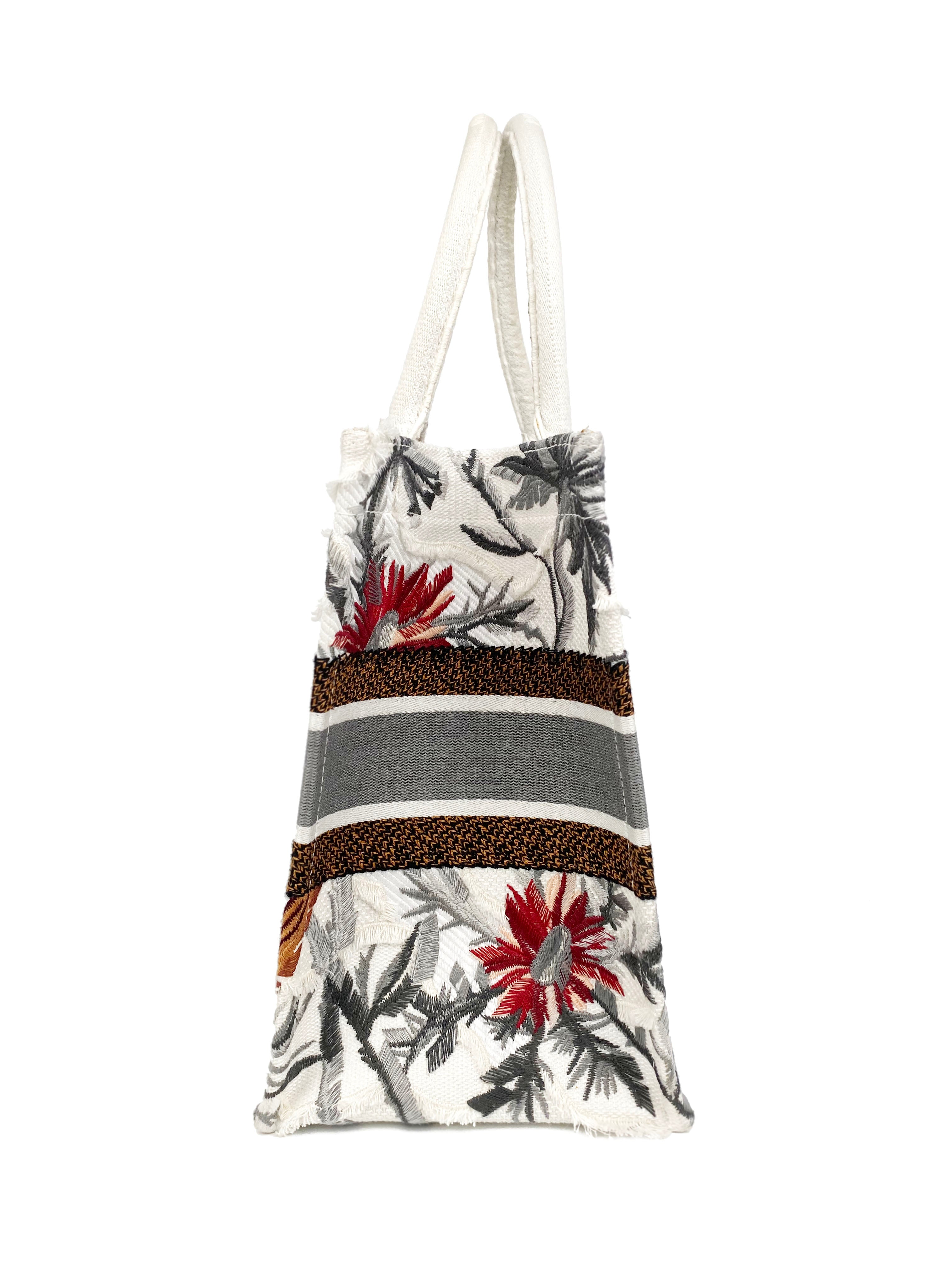 Christian Dior White Limited Edition Book Tote Bag with Floral Accents - Perfect for Travel, Work & Luxury Fashion Accessories