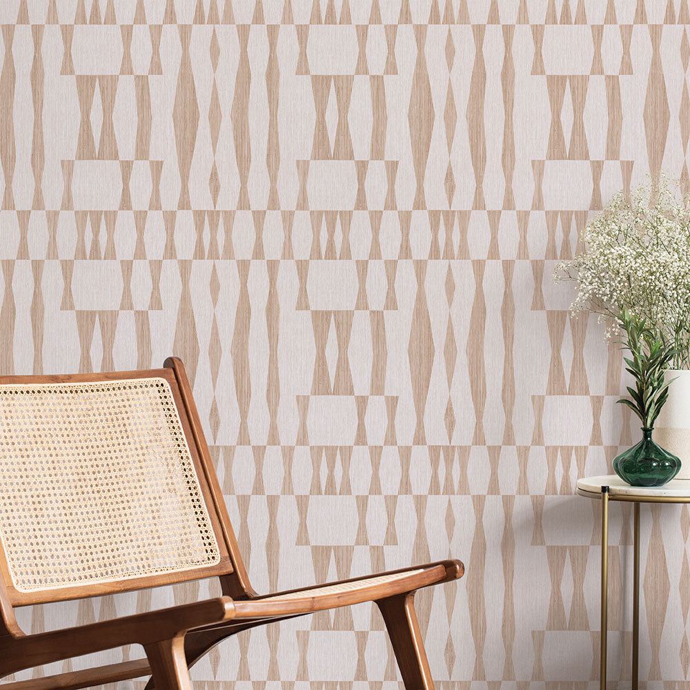 Faux Grasscloth Geo Peel and Stick Wallpaper - Self-Adhesive Removable Wallpaper for Bedroom, Living Room, Office - Easy DIY Home Decor