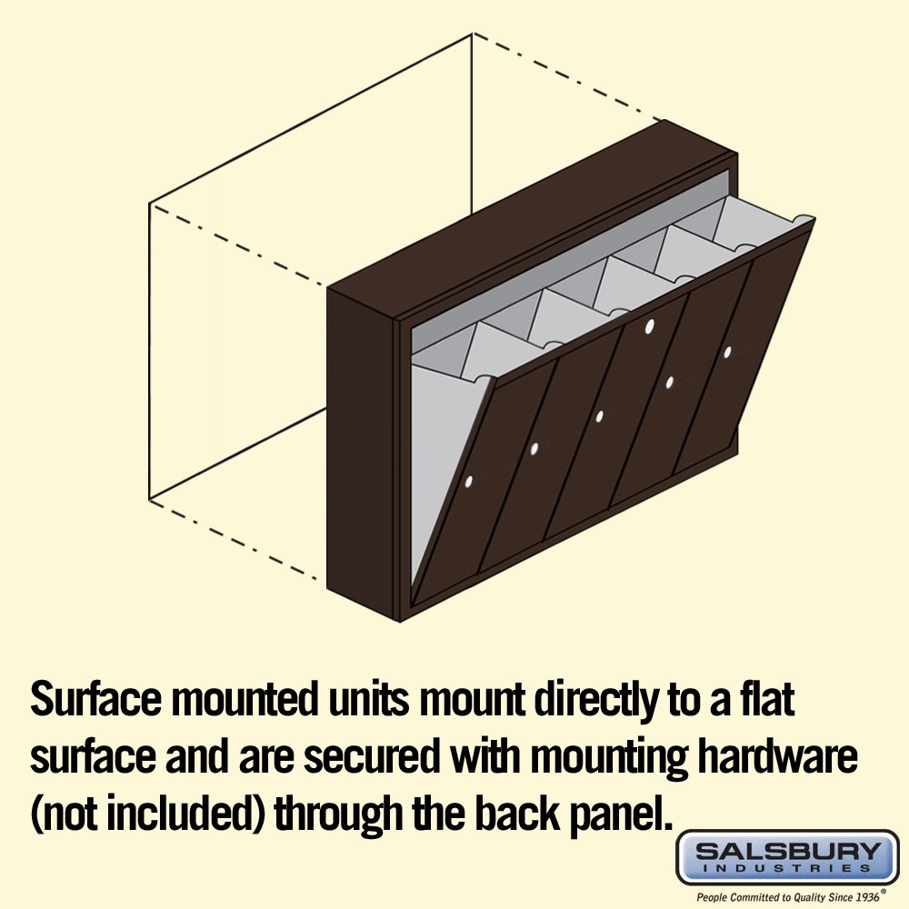 Salsbury Industries 3505ZSU USPS Approved 5-Door Vertical Surface Mount Mailbox in Bronze - Perfect for Residential & Commercial Mail Delivery