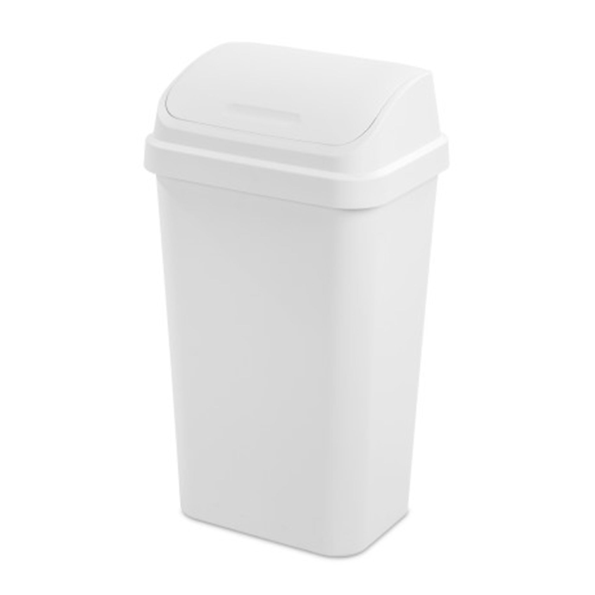 Sterilite 12 Pack 13 Gallon White Kitchen Trash Cans with Swing Lid - Durable Plastic Garbage Bins for Home, Office, Restaurant & Commercial Use