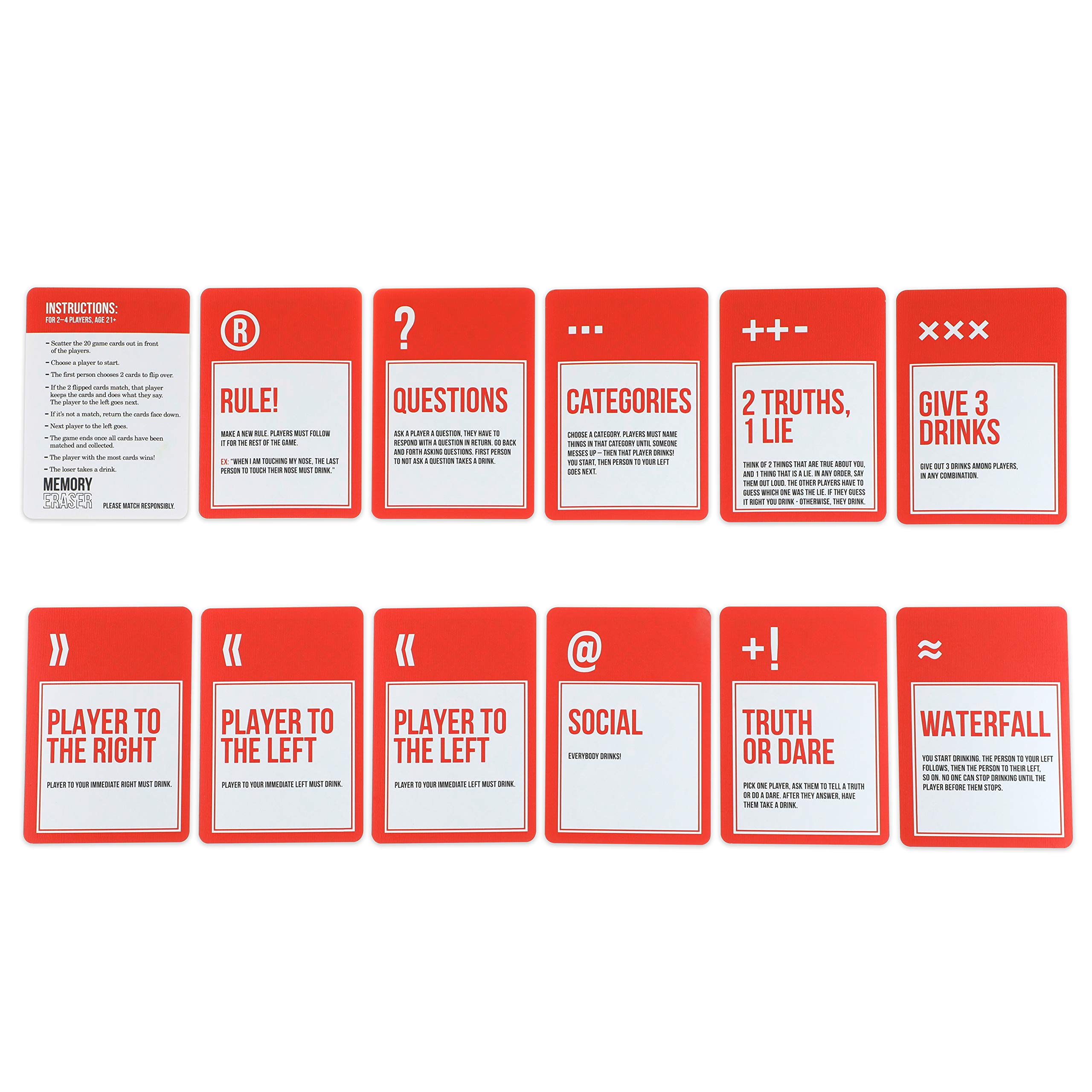 Foster & Rye Memory Eraser - Fun Adult Card Matching Drinking Game for Parties & Game Nights - Perfect for Bachelor/Bachelorette Parties & Social Gatherings