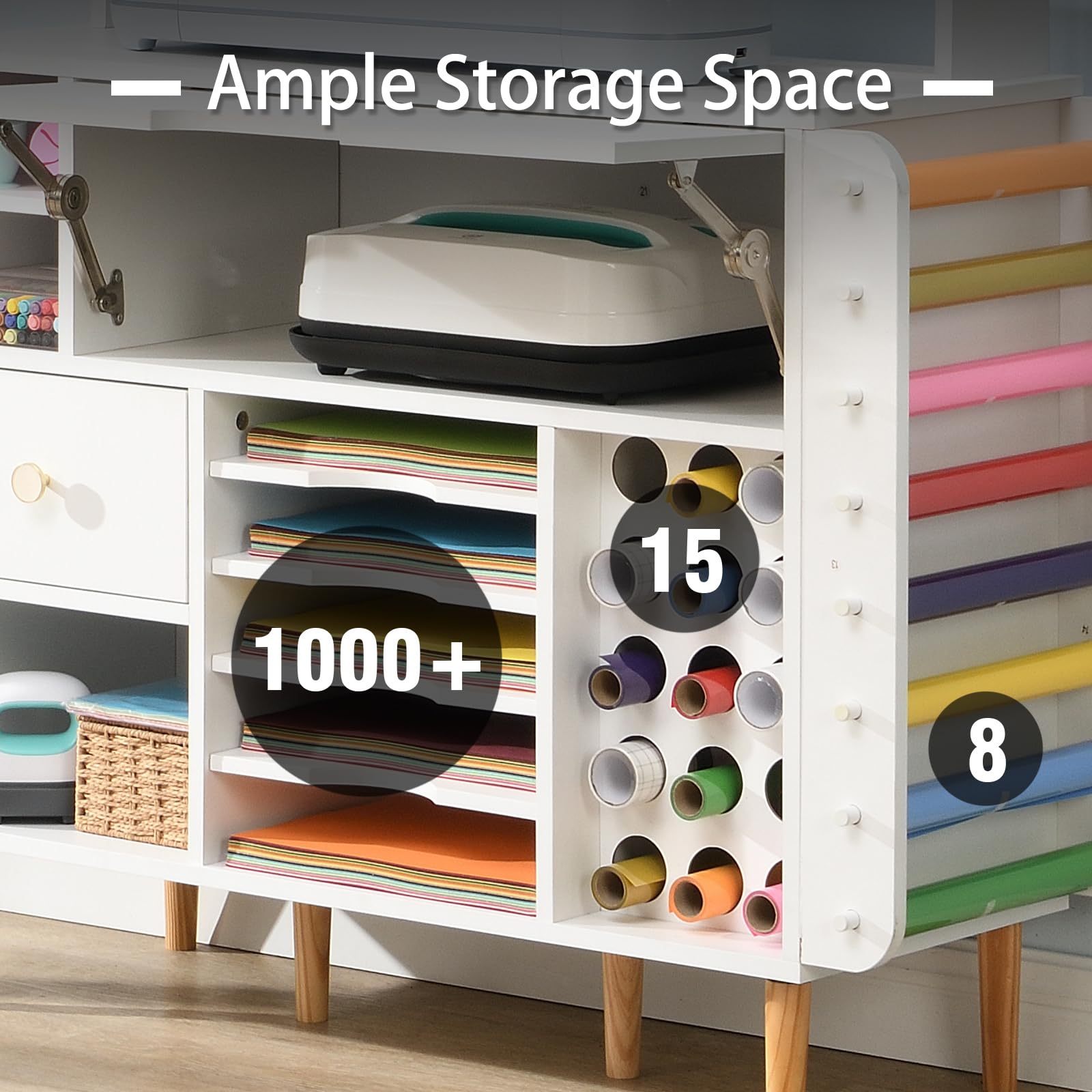 Cricut Compatible Craft Storage Cabinet with Power Outlet & Pegboard - Organizer for Vinyl, Tools & Supplies - Perfect for Scrapbooking, DIY Projects & Home Craft Stations