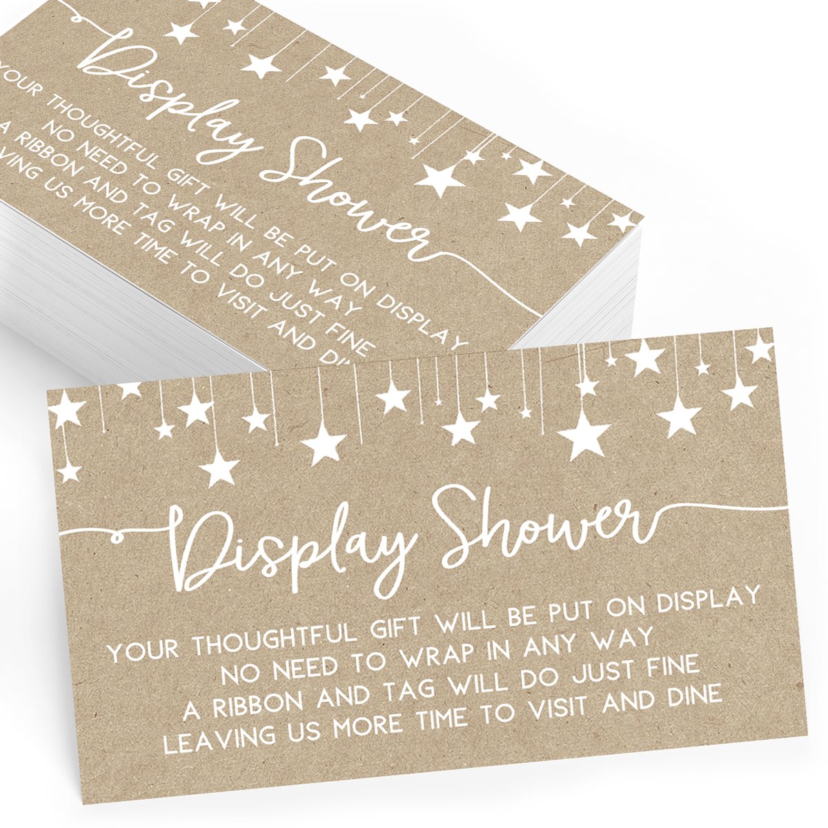 25-Pack Rustic Kraft Printed Party Gift Display Insert Cards - Perfect for Weddings, Birthdays & Special Events
