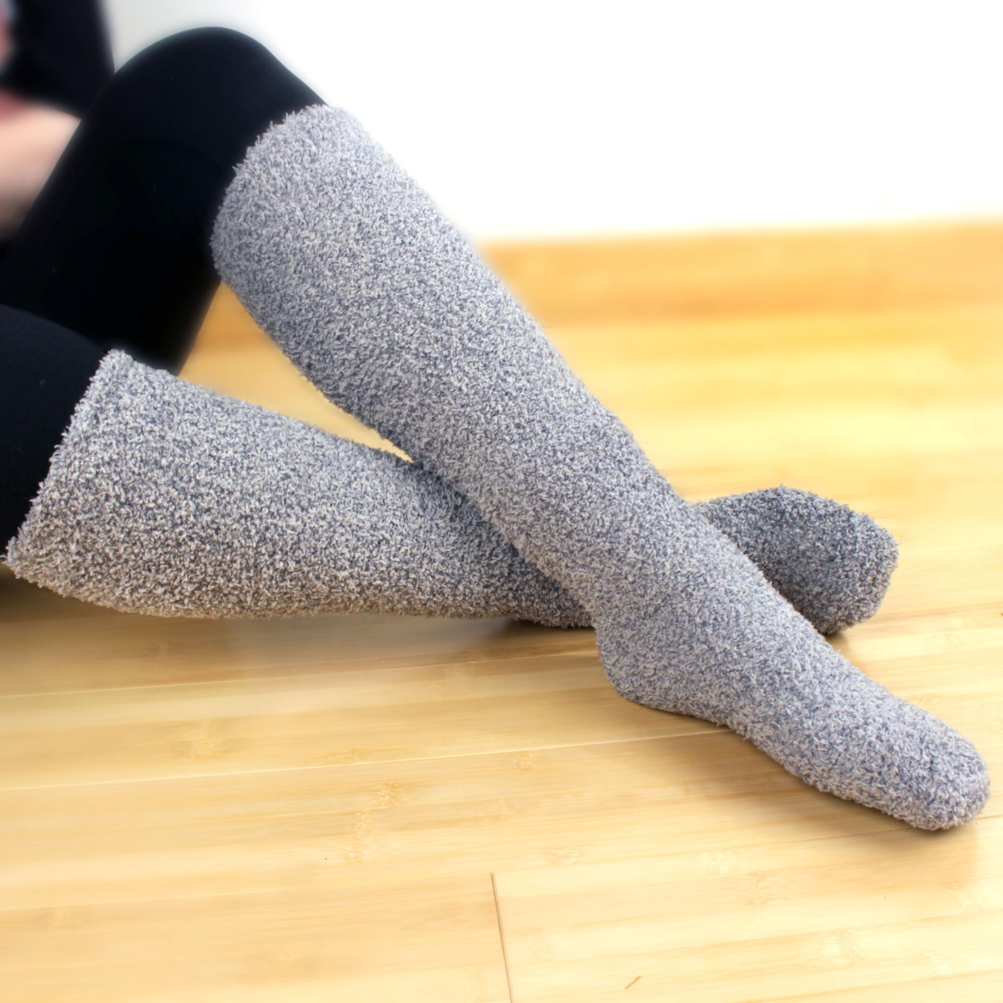Women's Fuzzy Feather Soft Cozy Knee High Socks - Warm Winter Boot Socks for Women, Perfect for Cold Weather, Home, Office & Outdoor Activities