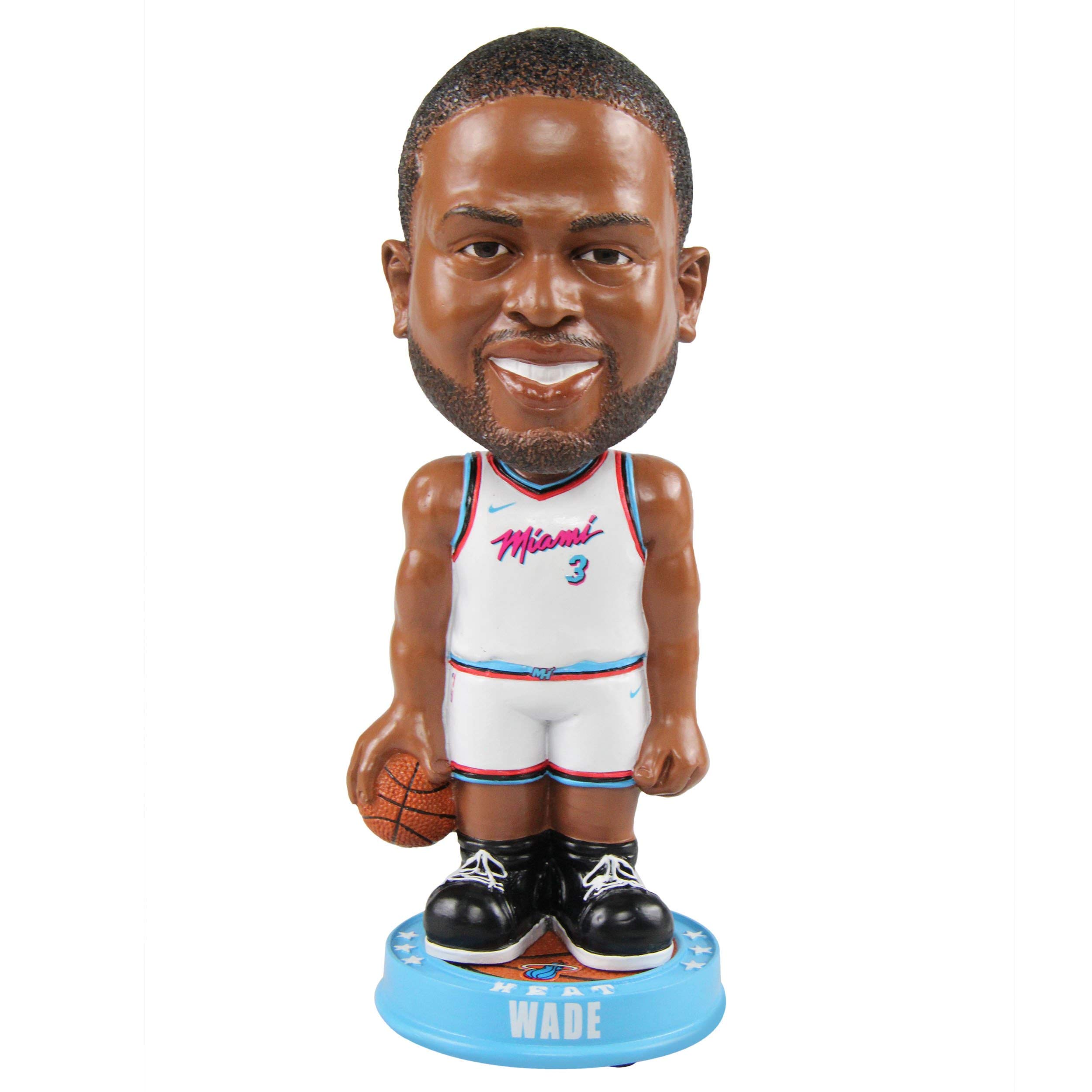 Dwayne Wade Miami Heat Knucklehead Big Head Bobblehead NBA Collectible - Perfect for Basketball Fans, Sports Memorabilia, Office Desk Decor & Game Room Display
