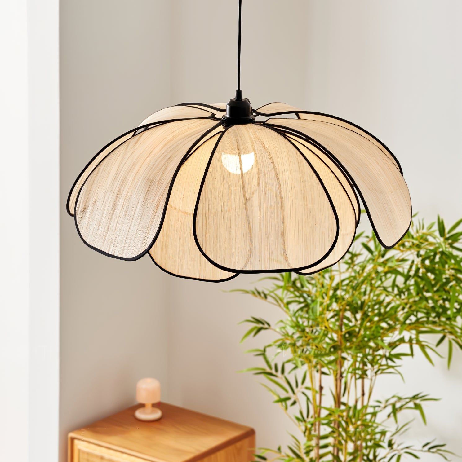 Blossom Leaf Pendant Lamp - Modern Handmade Rattan Hanging Light Fixture for Living Room, Bedroom, Dining Room & Outdoor Decor