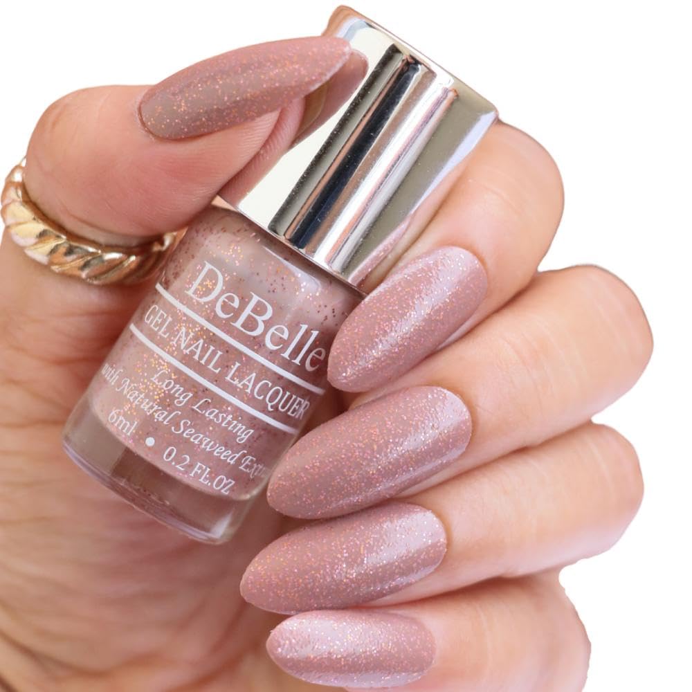 DeBelle Gel Glossy Finish Nail Polish - Long Lasting, Chip Resistant, Seaweed Enriched Formula | Non-UV, Toxic-Free & Cruelty Free | 6ml (Angelic Saira) - 7ml | Perfect for Manicures, Pedicures & Nail Art Designs