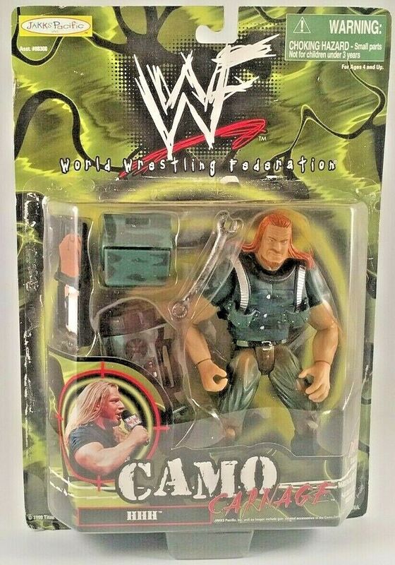 1999 WWF Jakks Pacific Camo Carnage Series 1 Triple H Wrestling Action Figure - Vintage Collectible Toy for Wrestling Fans - Perfect for Display, Collections, and Nostalgic Play