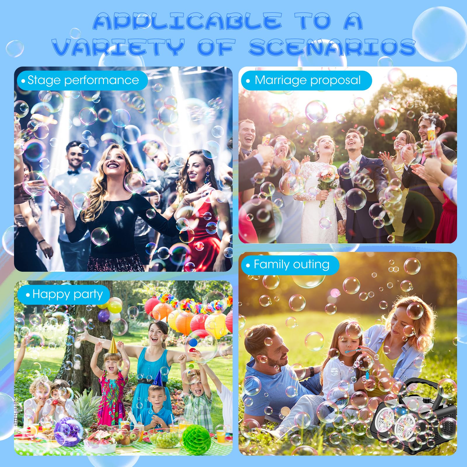 Automatic Bubble Machine for Kids - 20,000+ Bubbles Per Minute, Battery Operated Portable Bubble Blower with Dual Fans | Perfect for Outdoor Play, Birthday Parties, Weddings & Indoor Events
