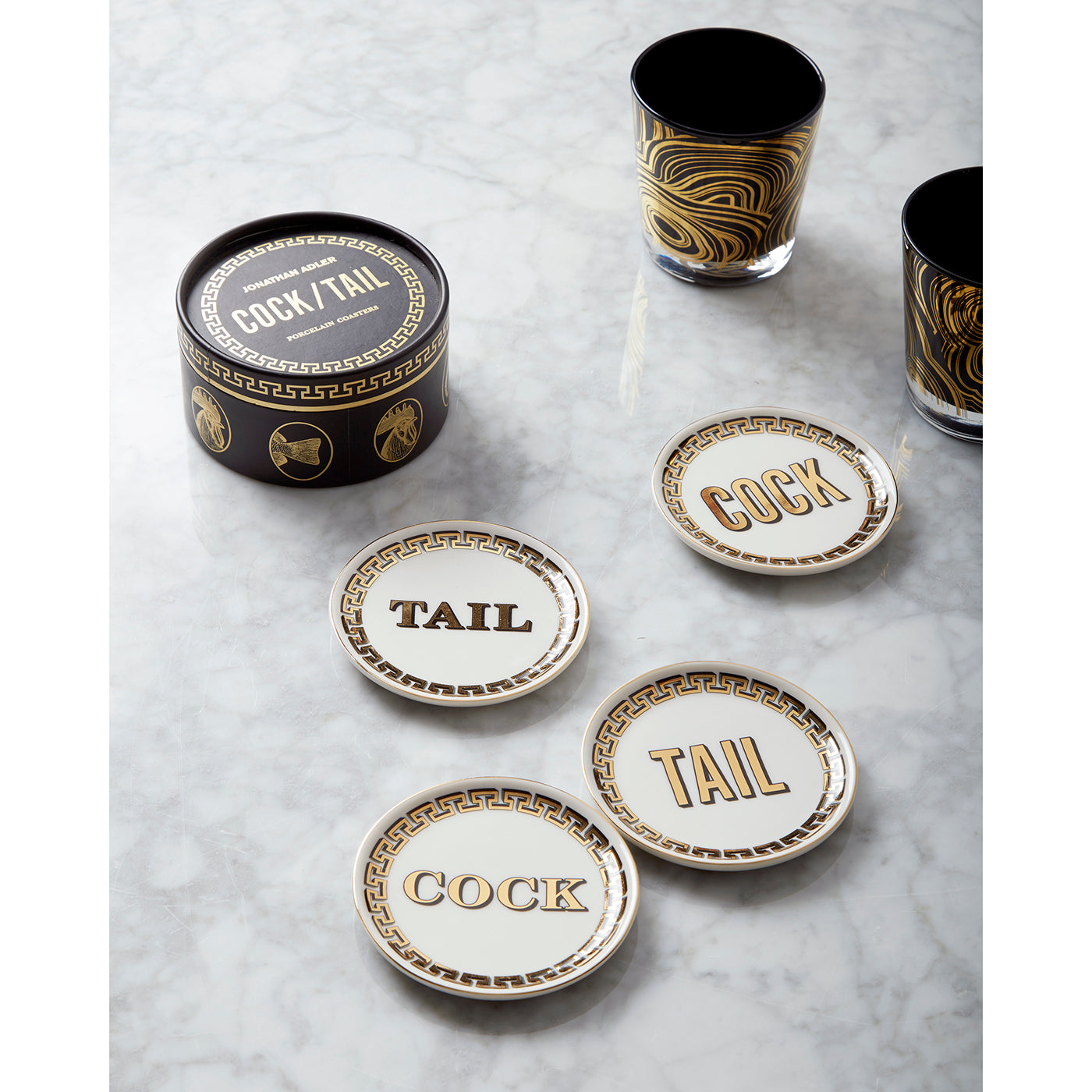 Premium Cocktail Coasters Set of 6 - Absorbent & Durable Drink Coasters for Bar, Home, and Party Use - Protect Your Table from Water Rings & Stains