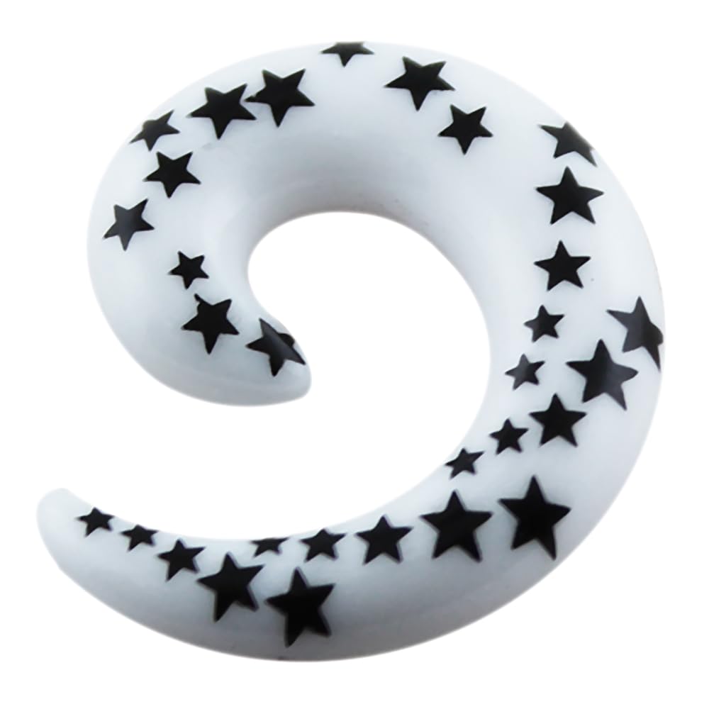 Black Star UV Spiral Taper Ear Plugs for Stretching - 1 Piece - Perfect for Ear Gauging, Body Piercing Jewelry and Alternative Fashion