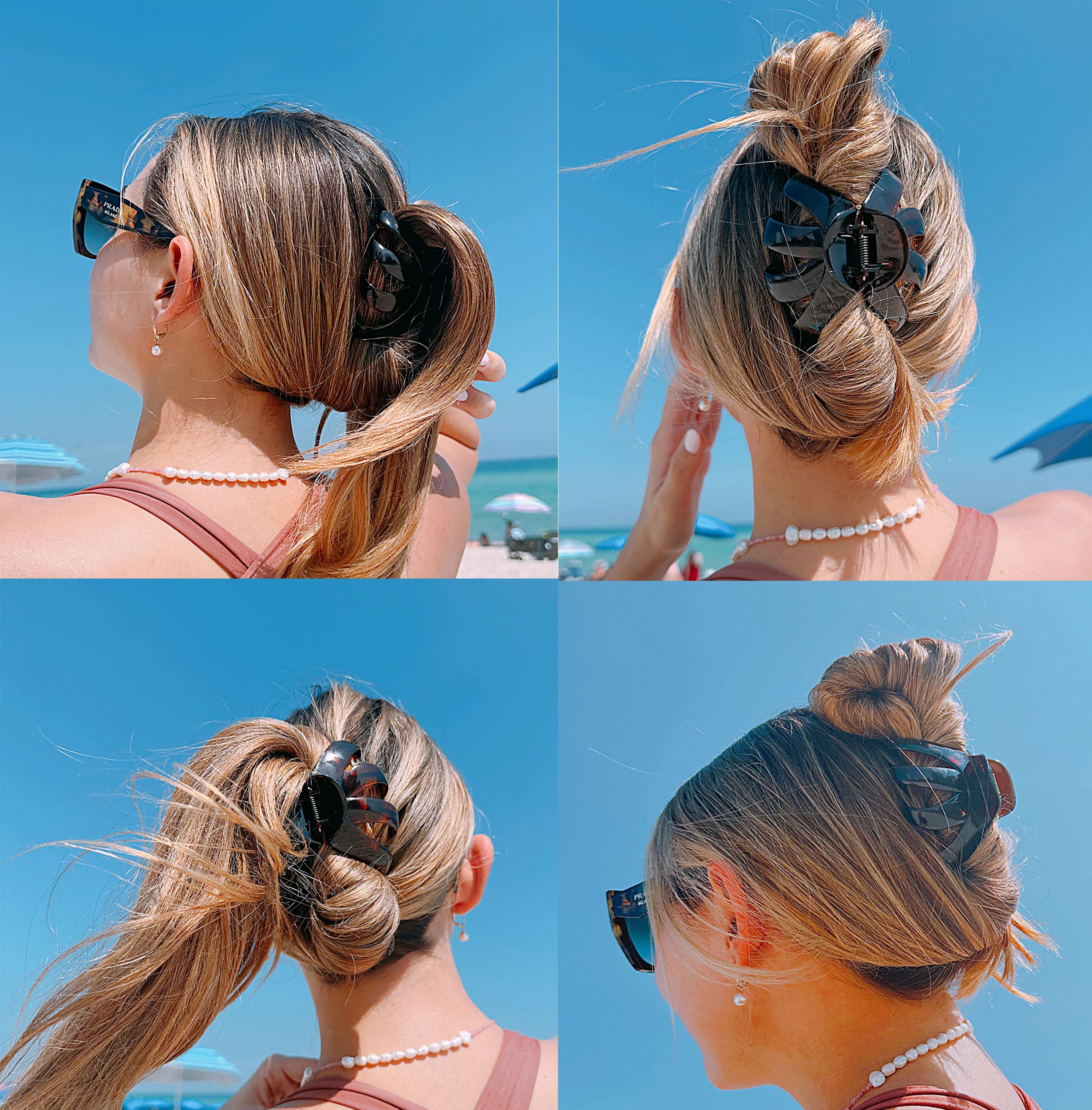 Camila Paris AD716 2PK French Octopus Hair Clips - Large Hair Claws for Thick & Long Hair - Strong Grip Durable Women's Hair Accessories for Girls & Women - Perfect for Ponytails, Buns & Updos - Made in France