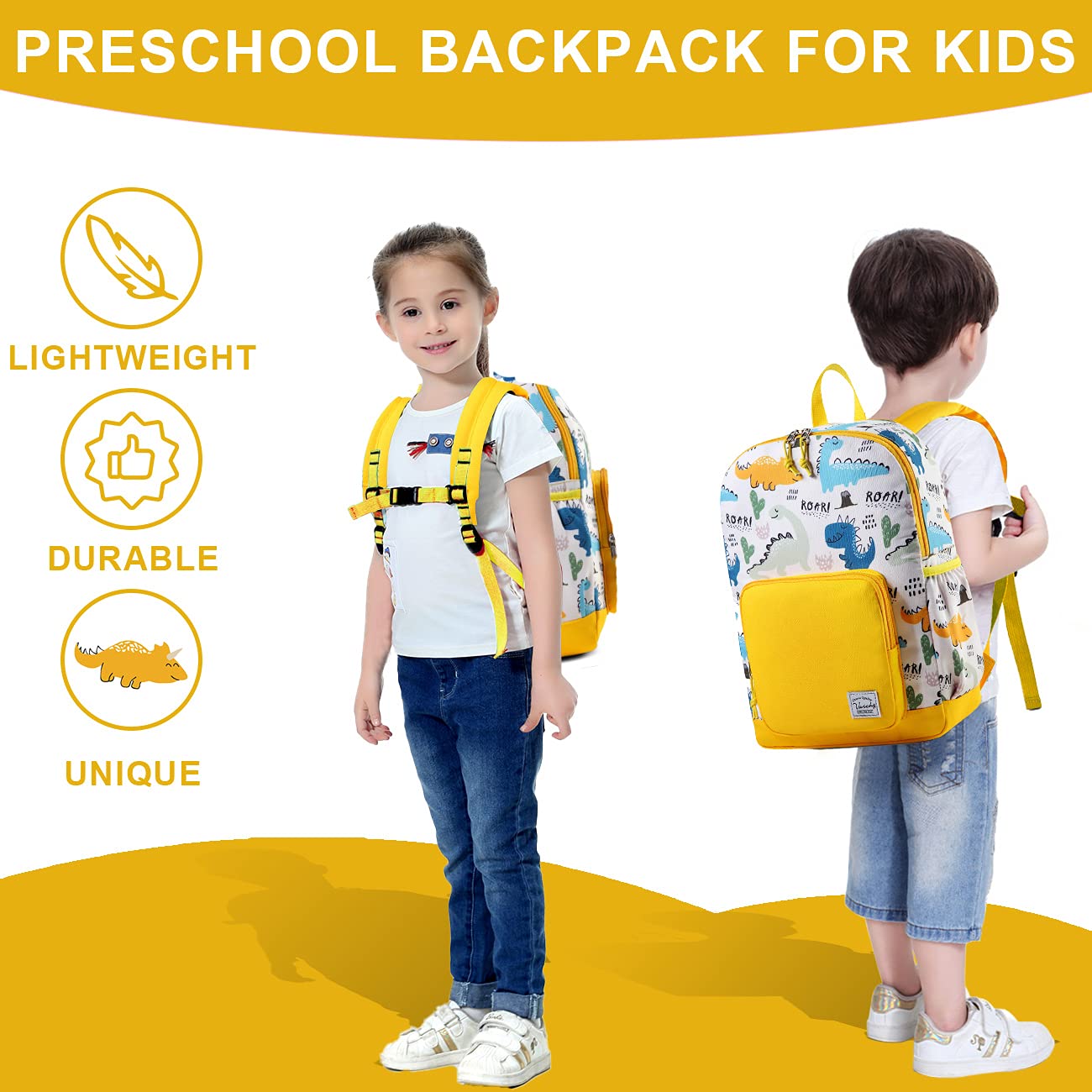 VASCHY Kids Backpack - Lightweight Waterproof School Backpack for Boys & Girls with Adjustable Chest Strap | Perfect for Preschool, Daycare, Travel & Outdoor Adventures