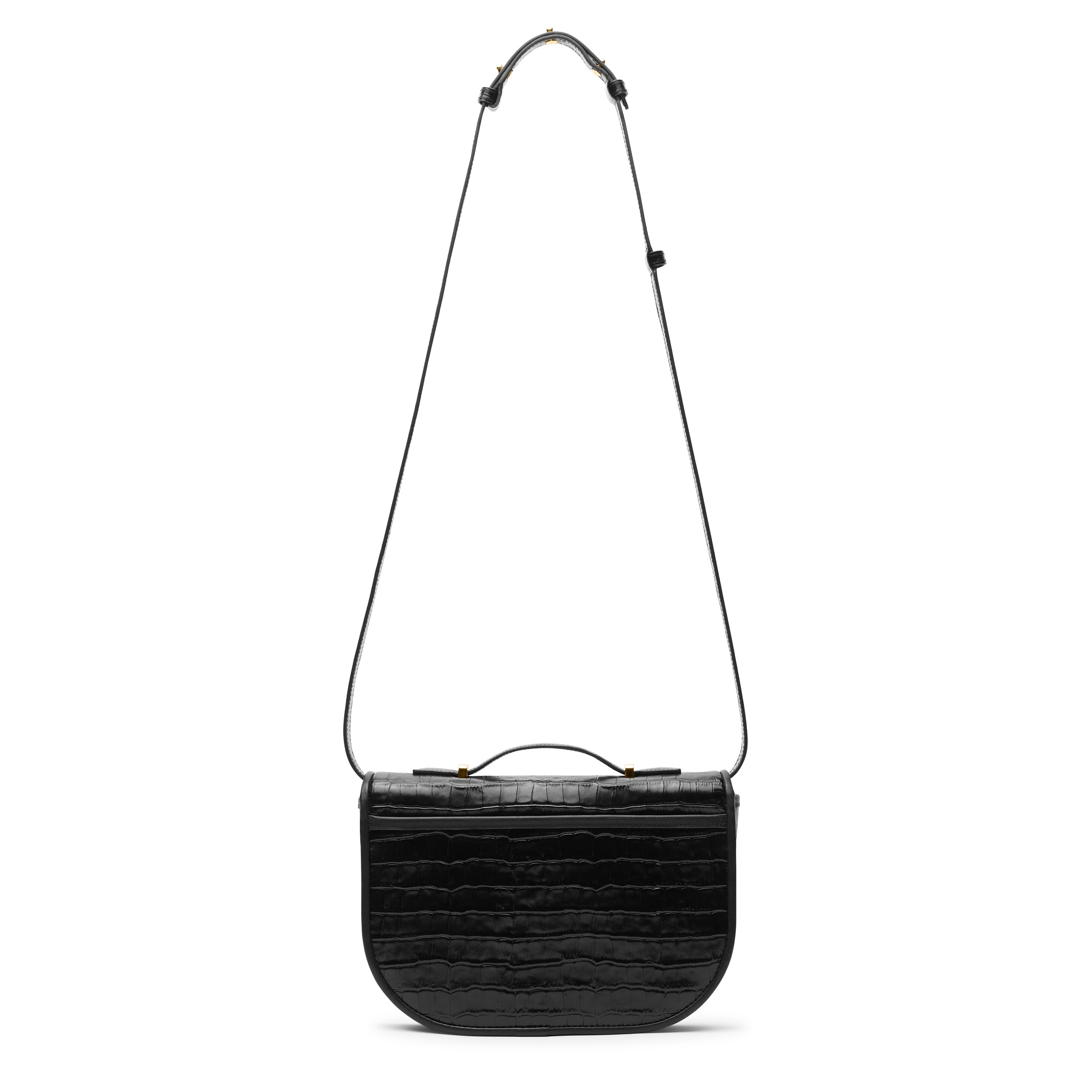 Katy Medium Saddle Bag for Women - Genuine Black Crocodile Leather Crossbody Purse - Perfect for Work, Travel & Everyday Use