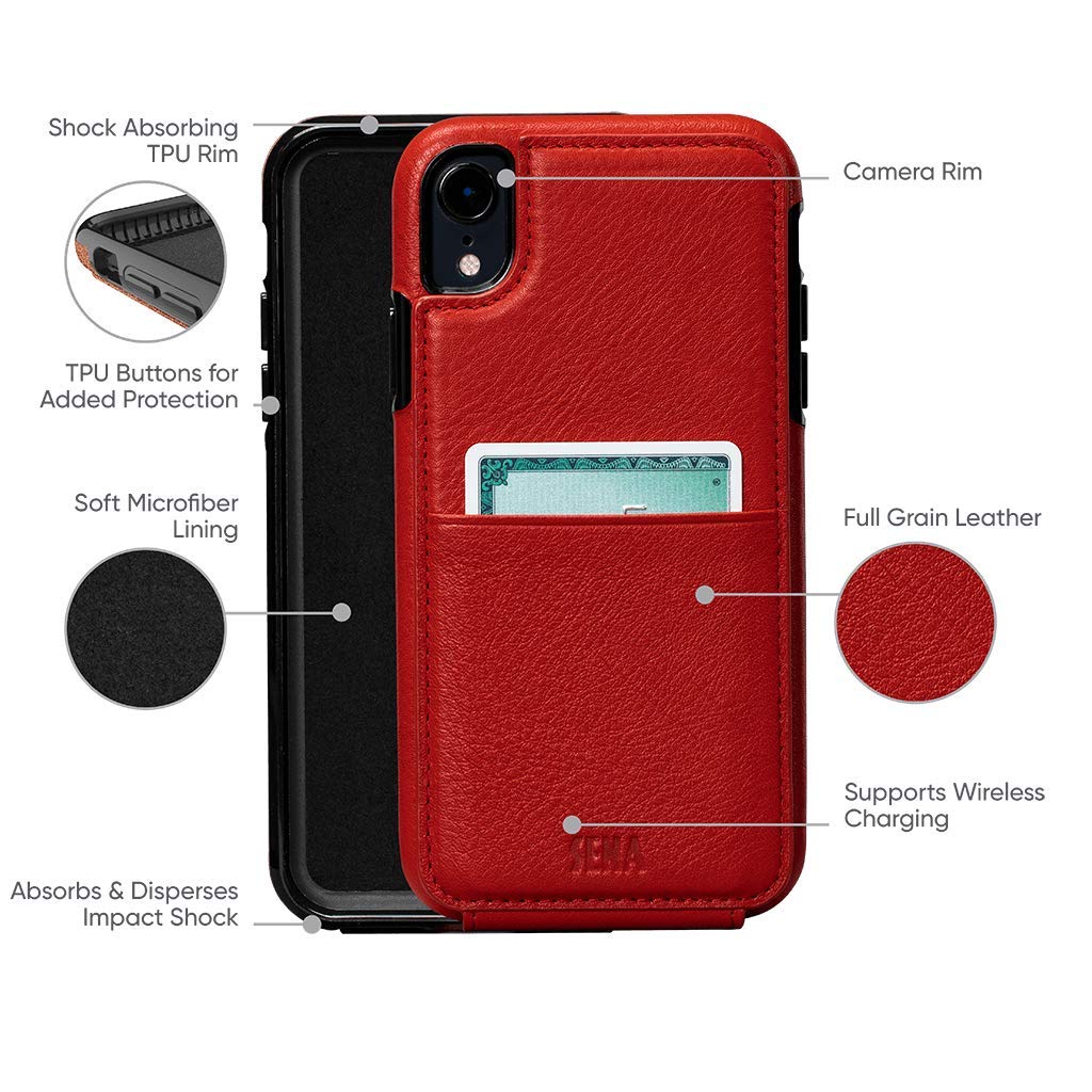 Sena Premium Leather Wallet Case for iPhone XR - Slim Protective Cover with Card Slots & Wireless Charging Compatible - Perfect for Everyday Use, Travel & Business (Black)