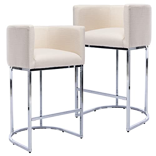 Cream Linen & Chrome Legs - 2 Pack