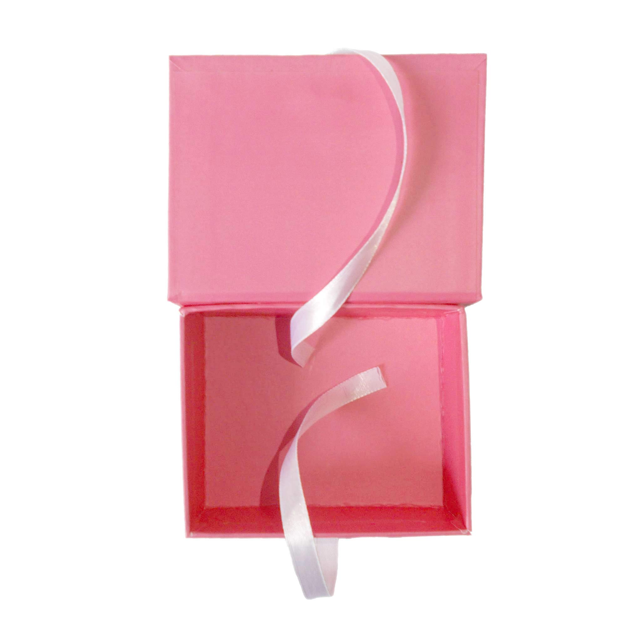 KRYPMAX Empty Pink Gift Box with White Ribbon - 14x11x6cm Multipurpose Cardboard Box for Jewelry, Cosmetics, Wedding Favors & Party Decorations