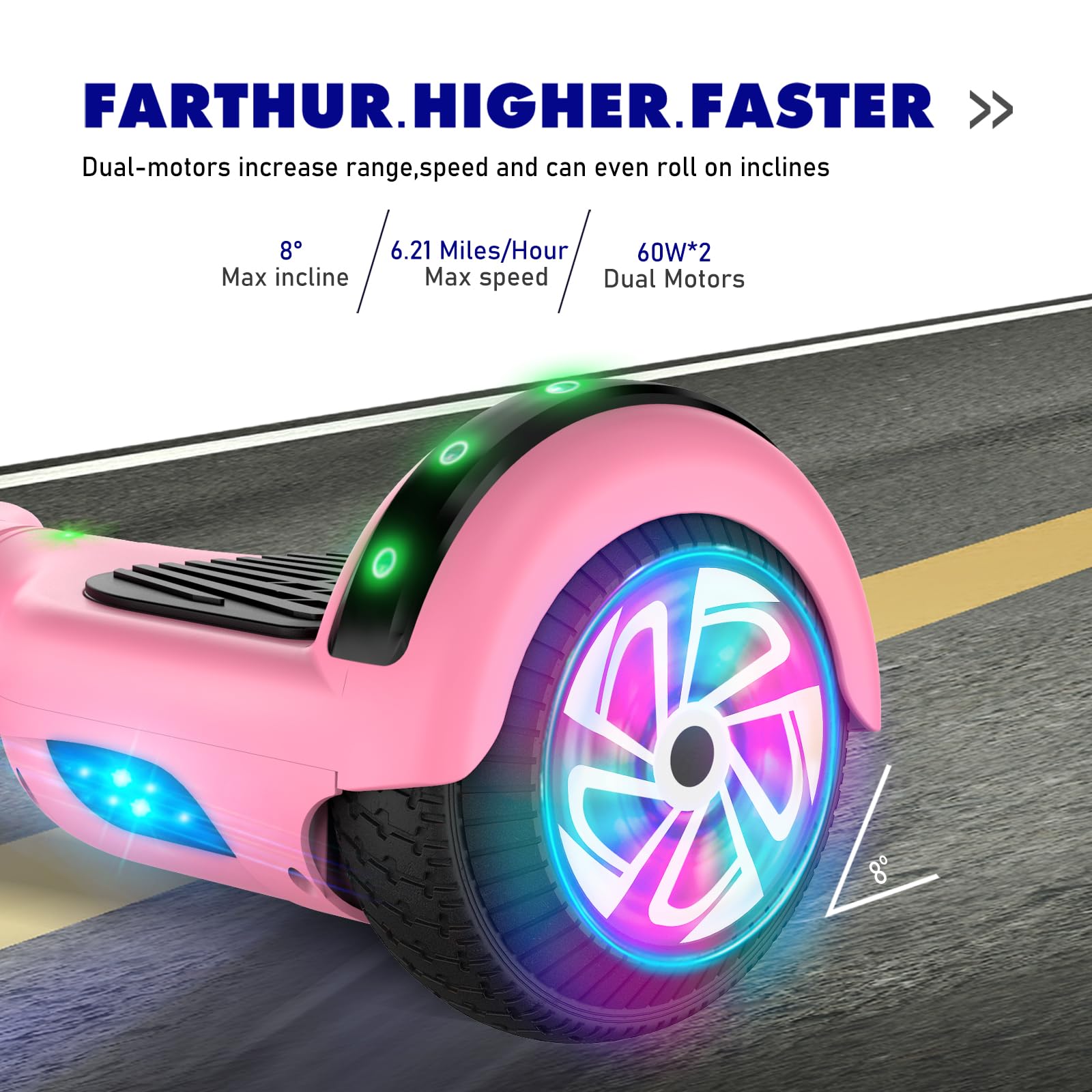 6.5 Inch Self Balancing Scooter with Bluetooth & LED Lights - Hoverboard for Kids Ages 6-12 - Perfect for Indoor/Outdoor Riding, Commuting & Fun Activities