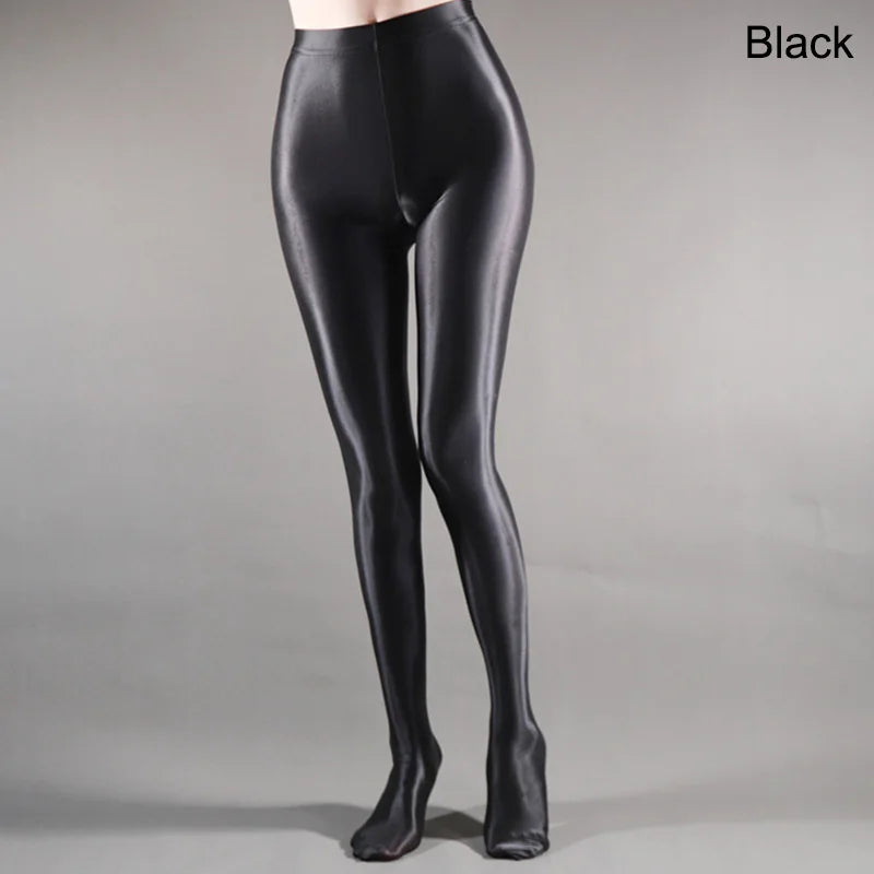 Shiny High Waist Yoga Pants for Women - Satin Glossy Leggings, Sexy Stockings & Sport Tights - Perfect for Fitness, Workout & Daily Wear