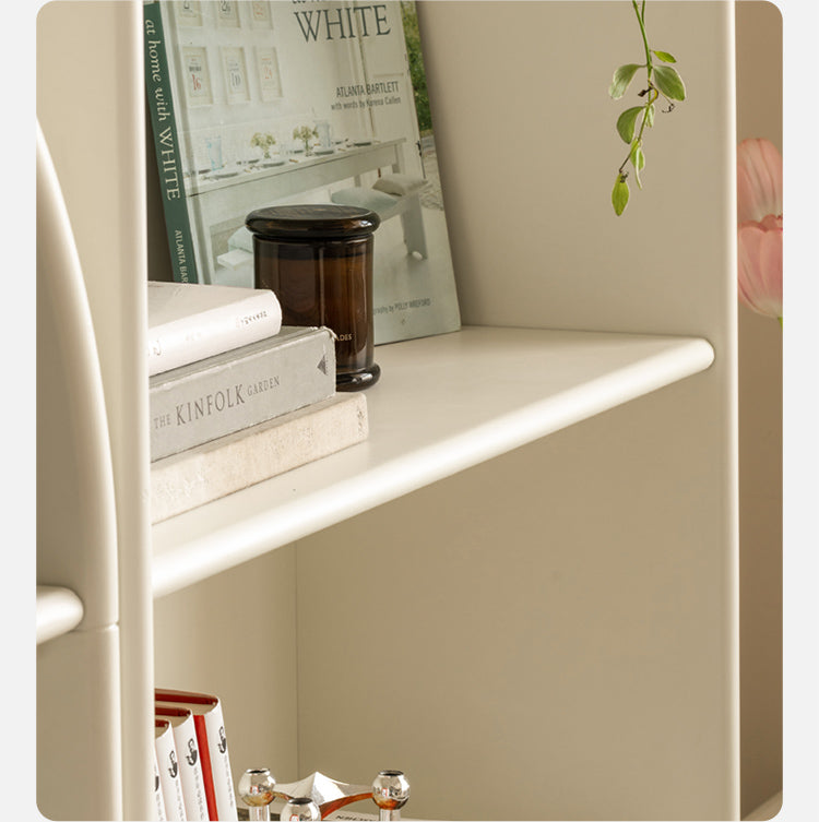 Solid Poplar Wood Arch Bookcase - Display Cabinet & Bookshelf in Cream for Living Room, Bedroom & Office Storage