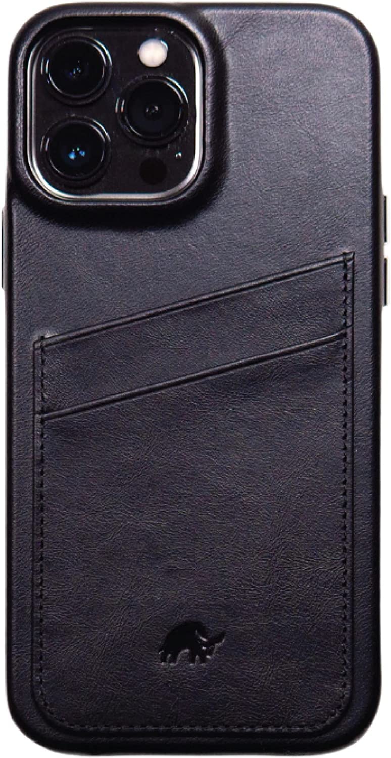 Premium Leather Phone Case for Apple iPhone 13 Pro Max - Bullstrap Black Edition | Slim Protective Wallet Portfolio | Perfect for Business Professionals & Daily Use