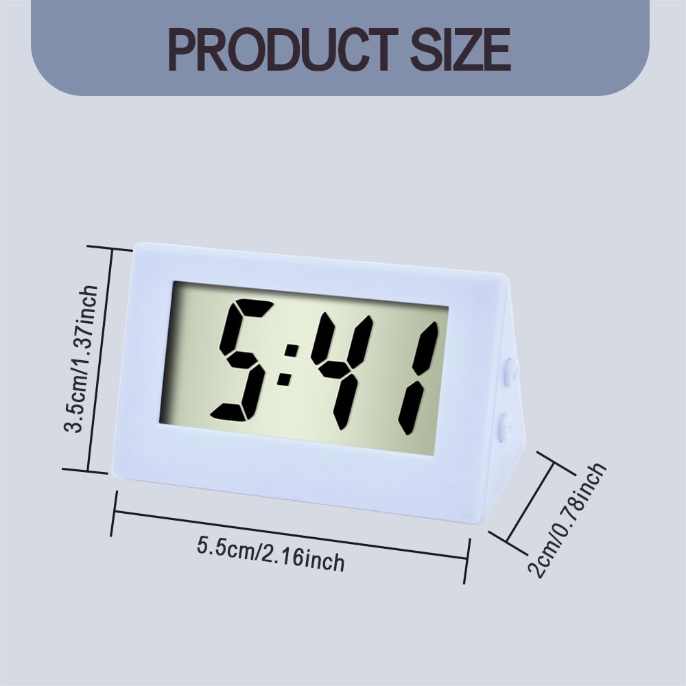 Mini Car Clock with LCD Time & Day Display - Auto Dashboard Accessory for Home & Vehicle (White)