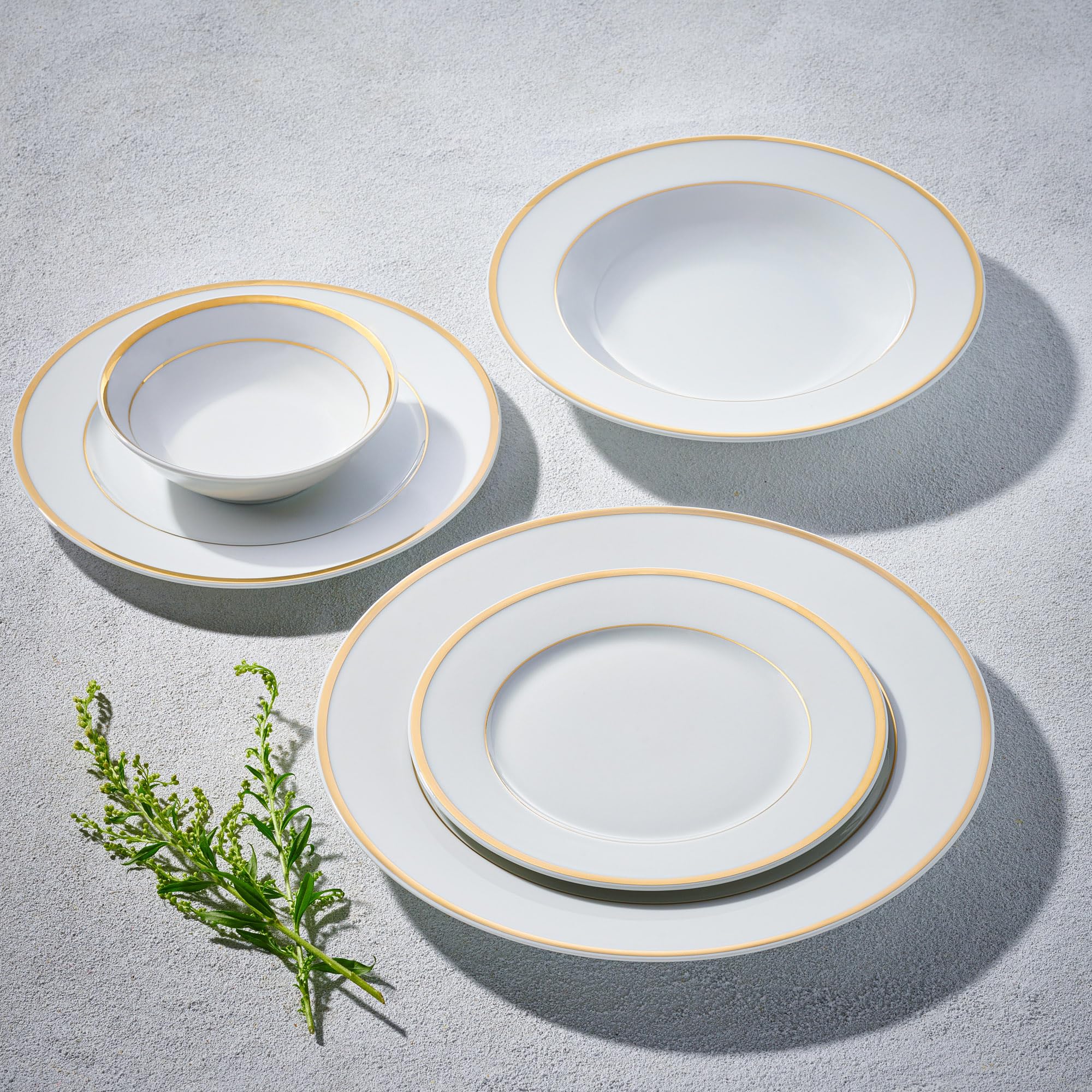 Premium Ocean Décor China Dinnerware Set - 20-Piece Fine Porcelain Dish Set for 4 (White & Gold) - Elegant Tableware for Formal Dining, Entertaining & Special Occasions