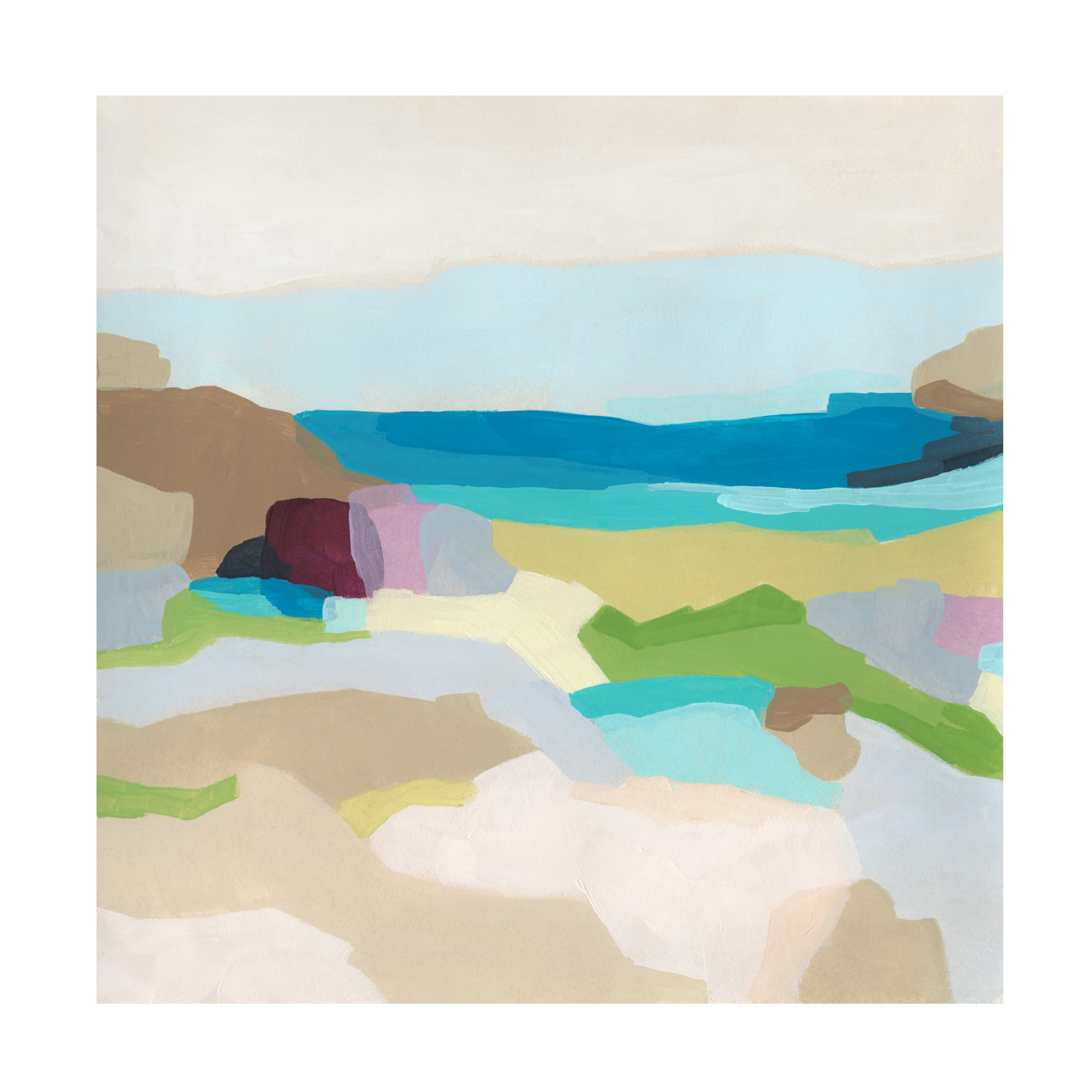 June Erica Vess 'Pebble Valley I' Canvas Wall Art Print - Modern Landscape Painting for Living Room, Bedroom & Office Decor
