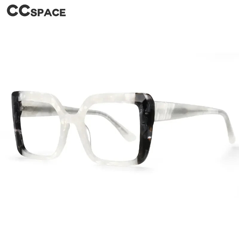 CCspace Women's Full Rim Square Thick Acetate Eyeglasses Frame 56956 - Stylish & Durable Glasses for Work, Reading & Fashion