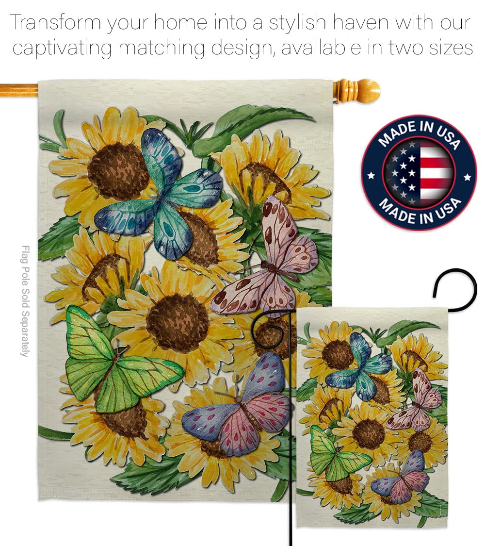 Sunflower Butterfly House Flag Set 28x40