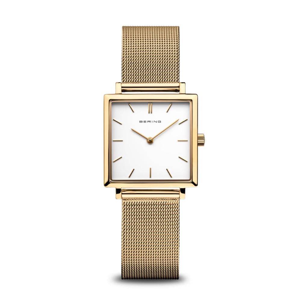 Bering Classic Women's Watch - White Dial, Gold Milanese Strap, Model 18226 334 | Elegant Timepiece for Business, Formal Events & Everyday Wear