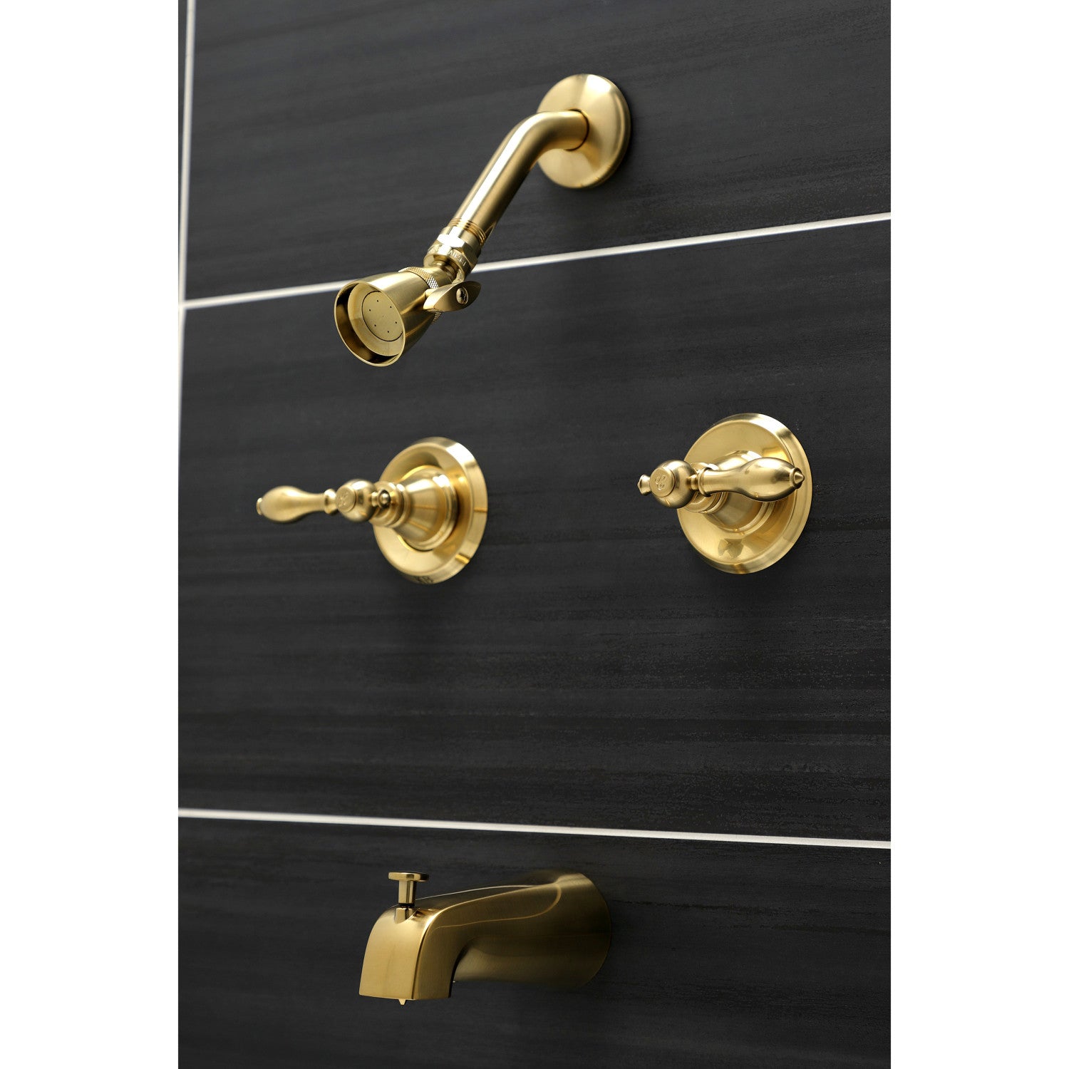 American Classic KB247ACL Double Handle Tub and Shower Faucet in Brushed Brass - Vintage Style Bathroom Fixture for Modern & Traditional Homes