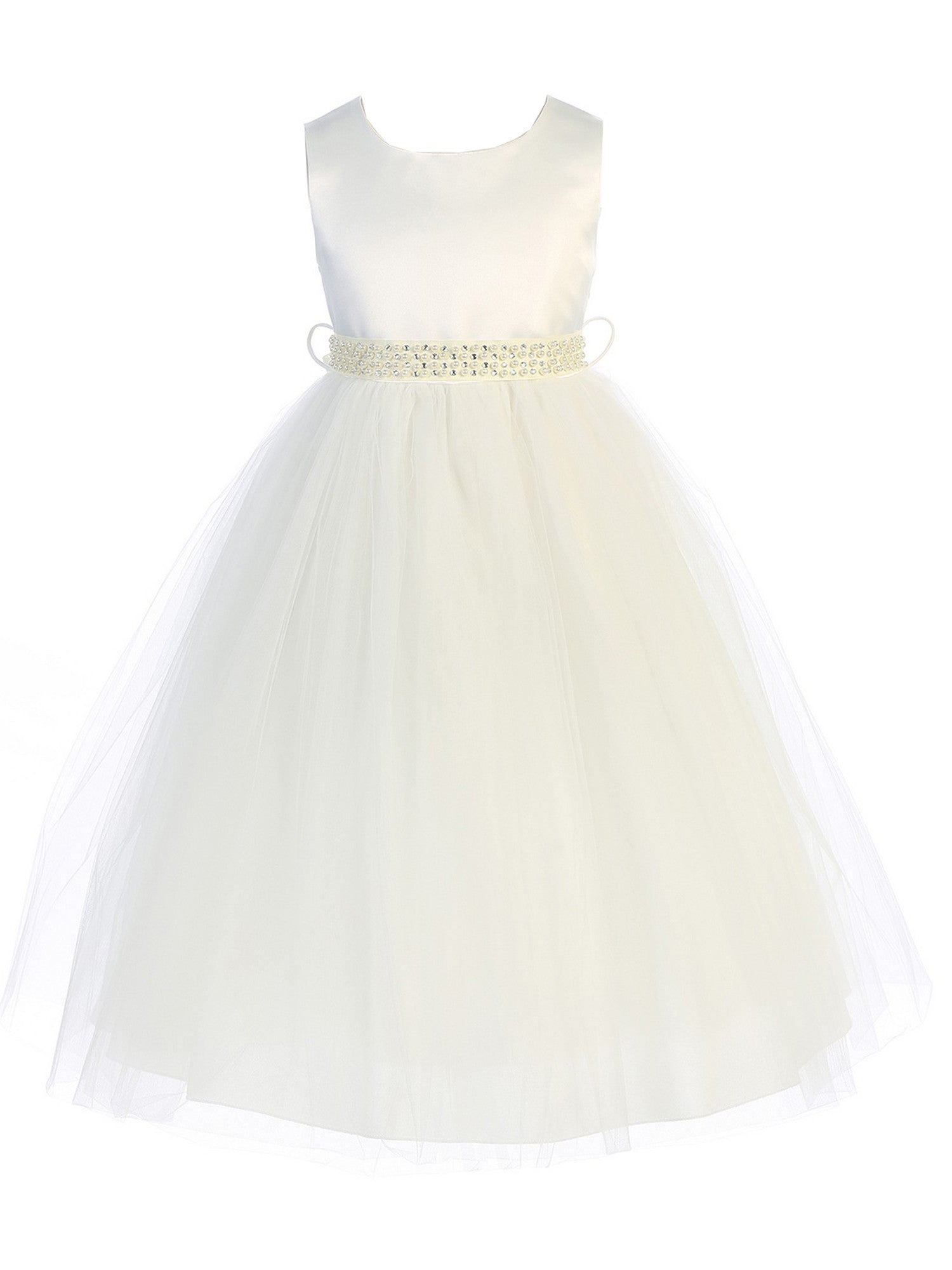 Ivory Beaded Sleeveless Bridesmaid Dress for Big Girls Size 8-14 - Perfect for Weddings, Prom & Special Occasions
