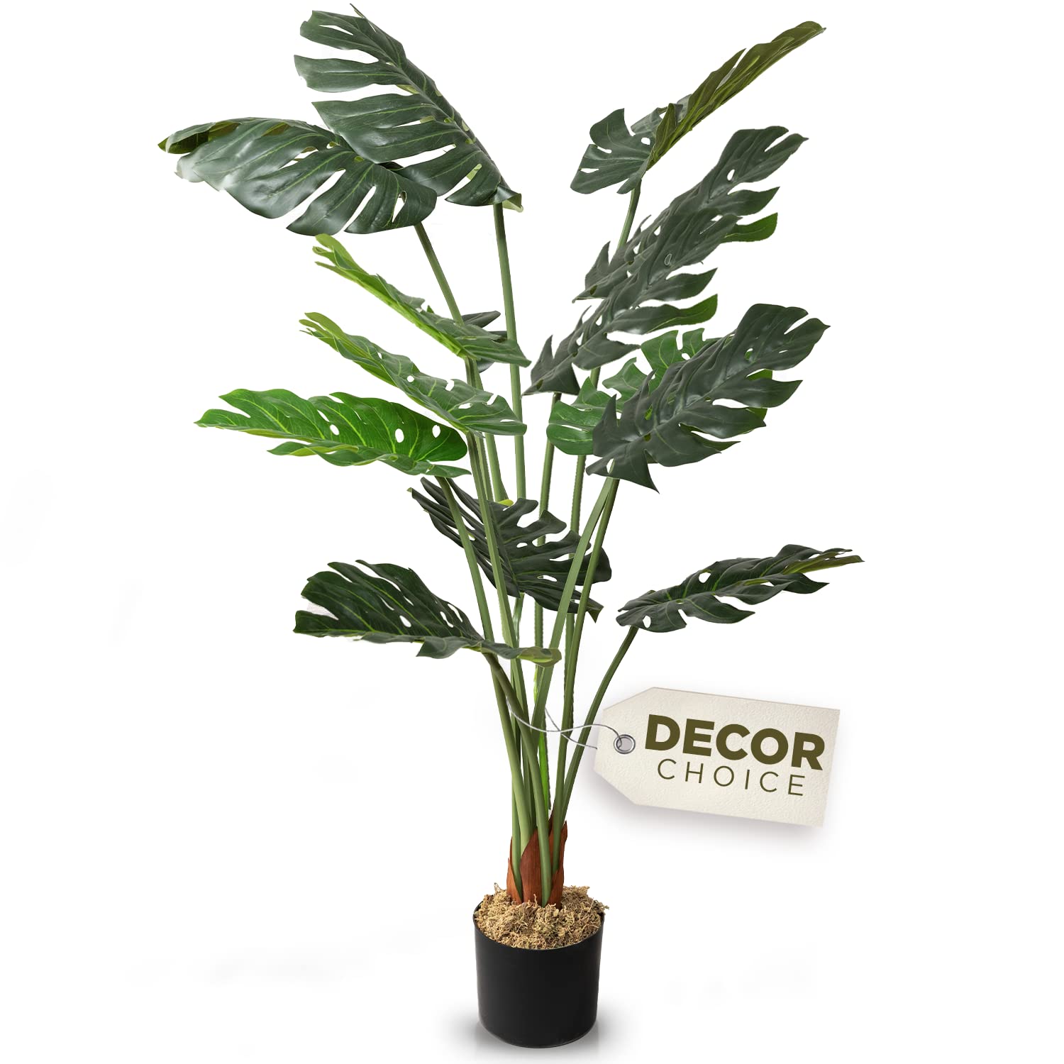 4ft Faux Monstera Plant - Large Artificial Indoor Plants for Home Decor, Tall Fake Plants for Living Room, Office & Bedroom - Perfect for Modern Home Styling & Office Greenery