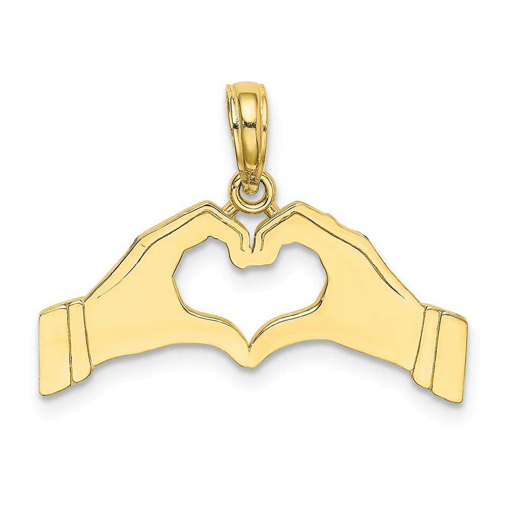 10K Yellow Gold Heart-Shaped Hands Charm Pendant - Symbol of Love & Friendship - Perfect for Valentine's Day, Anniversaries & Gifts