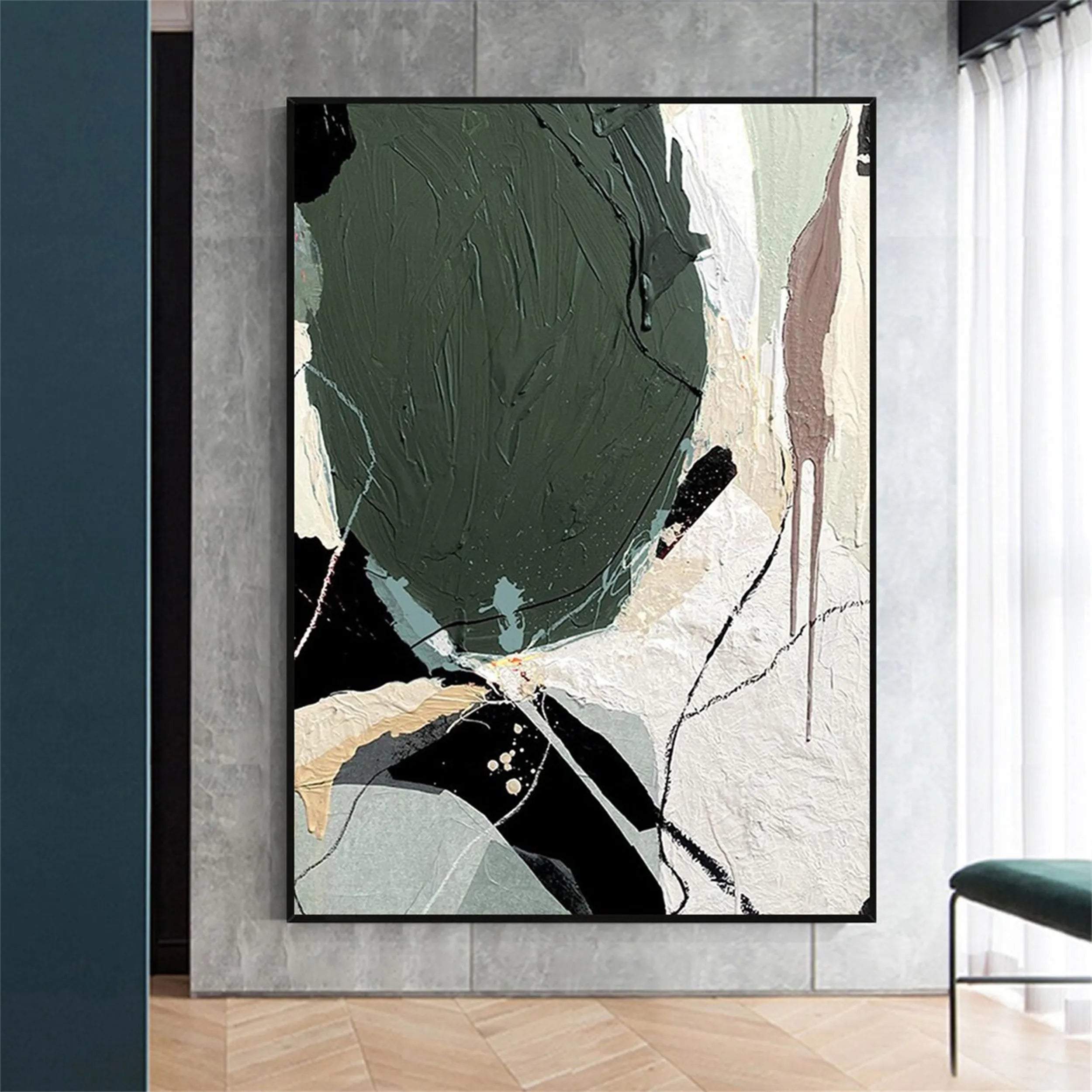 Blue & Green Abstract Wall Art Print #BG033 - Modern Home Decor for Living Room, Bedroom & Office