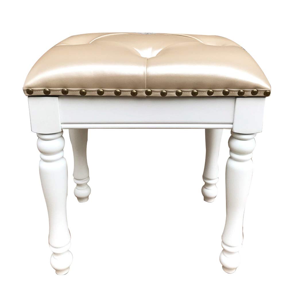 White Vanity Bench Stool - 40x30x45cm Multi-Purpose Seat for Bedroom, Porch, Shoe Changing & Piano - Elegant Home Decor Accent for Dressing Table, Entryway & Small Dining Areas