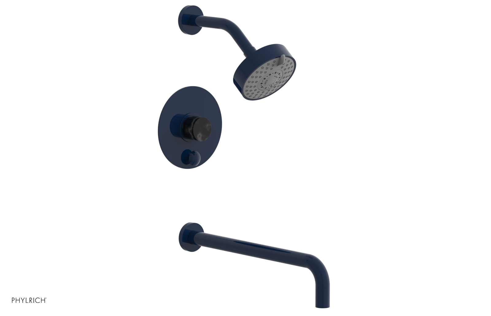 Premium BASIC II 14 Pressure Balance Tub and Shower Set - Black Marble Finish (230 28 14) for Modern Bathroom Remodeling & Spa-Like Shower Experience