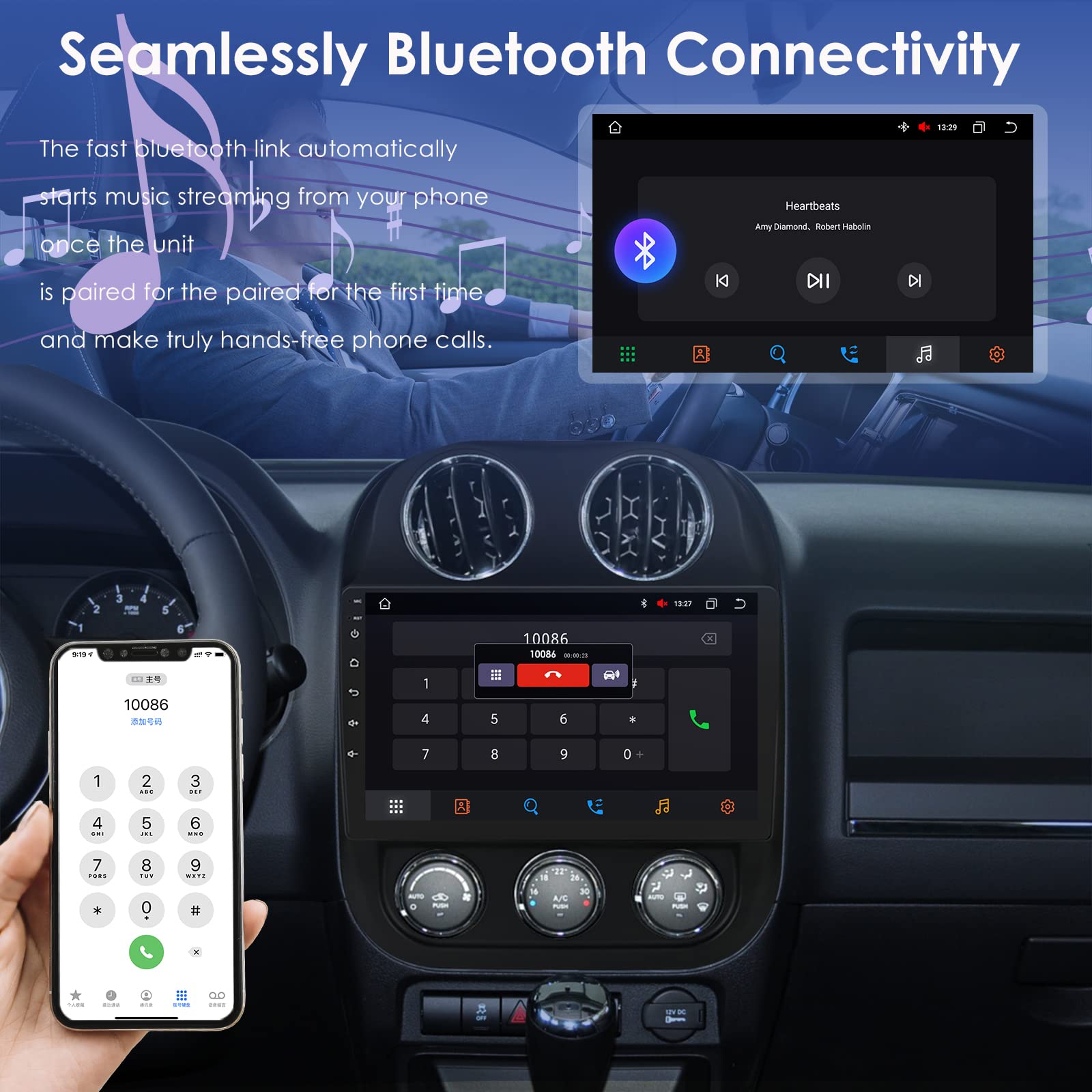 8 Core 4GB RAM Android 12 Car Stereo for Jeep Compass & Patriot 2011-2017 | 10.1