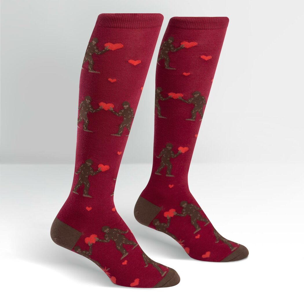 Funny Valentine's Day Knee High Socks with Sasquatch Design - Perfect for Gifts, Cosplay & Themed Parties